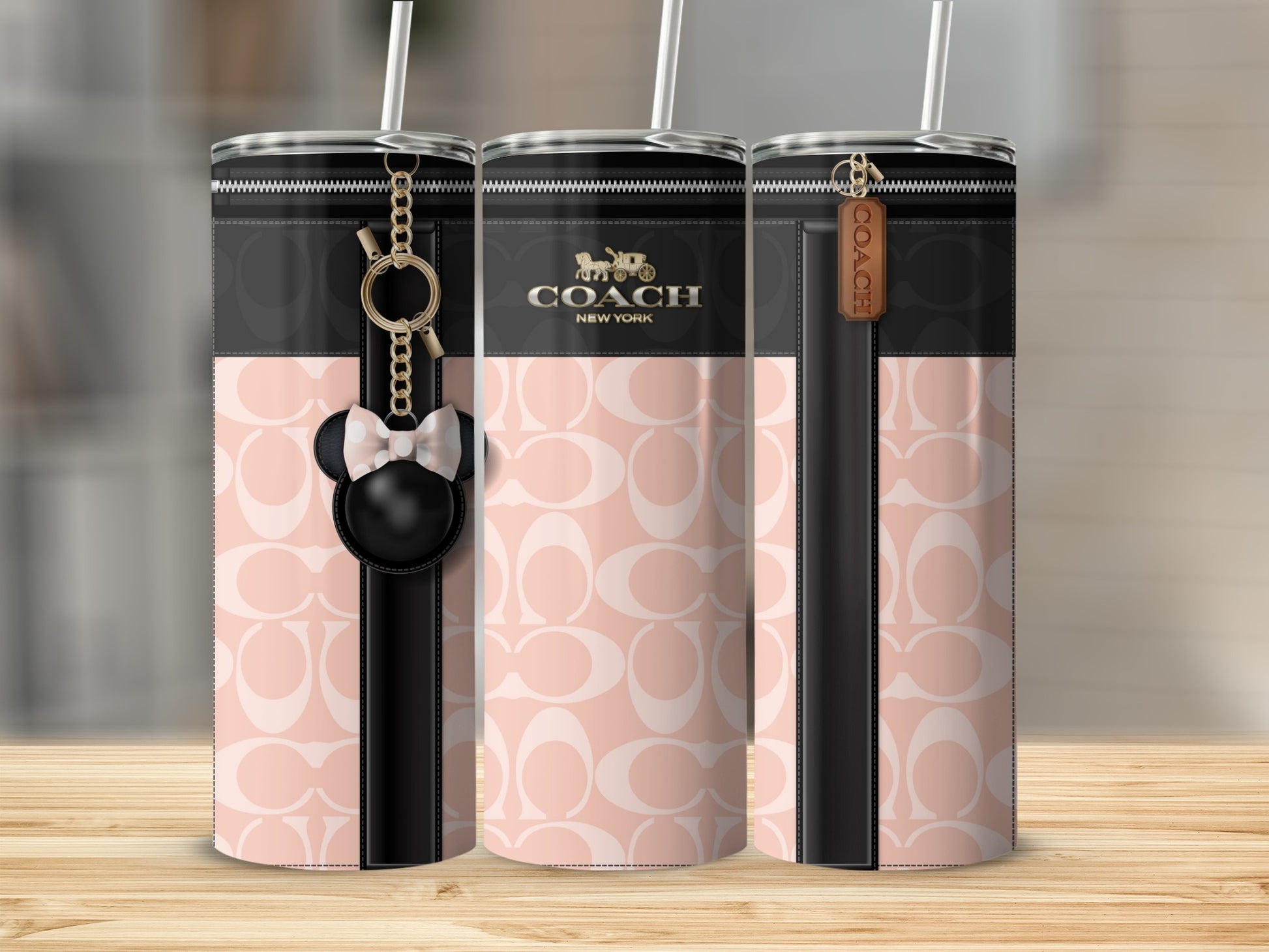 Coach New York Tumbler with Minnie Mouse Keychain