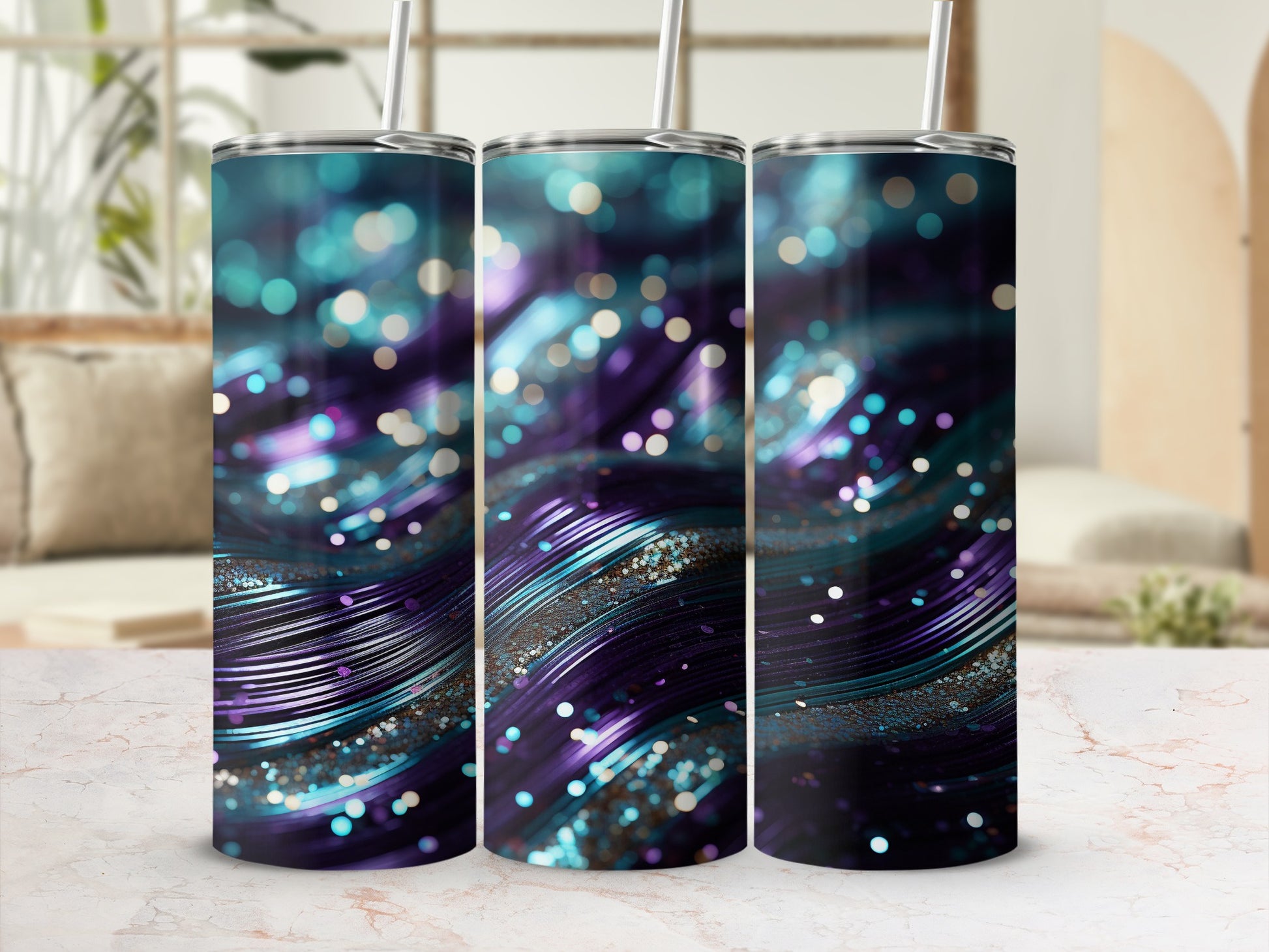Vibrant Purple Teal Swirl Glitter Bokeh Lights product type