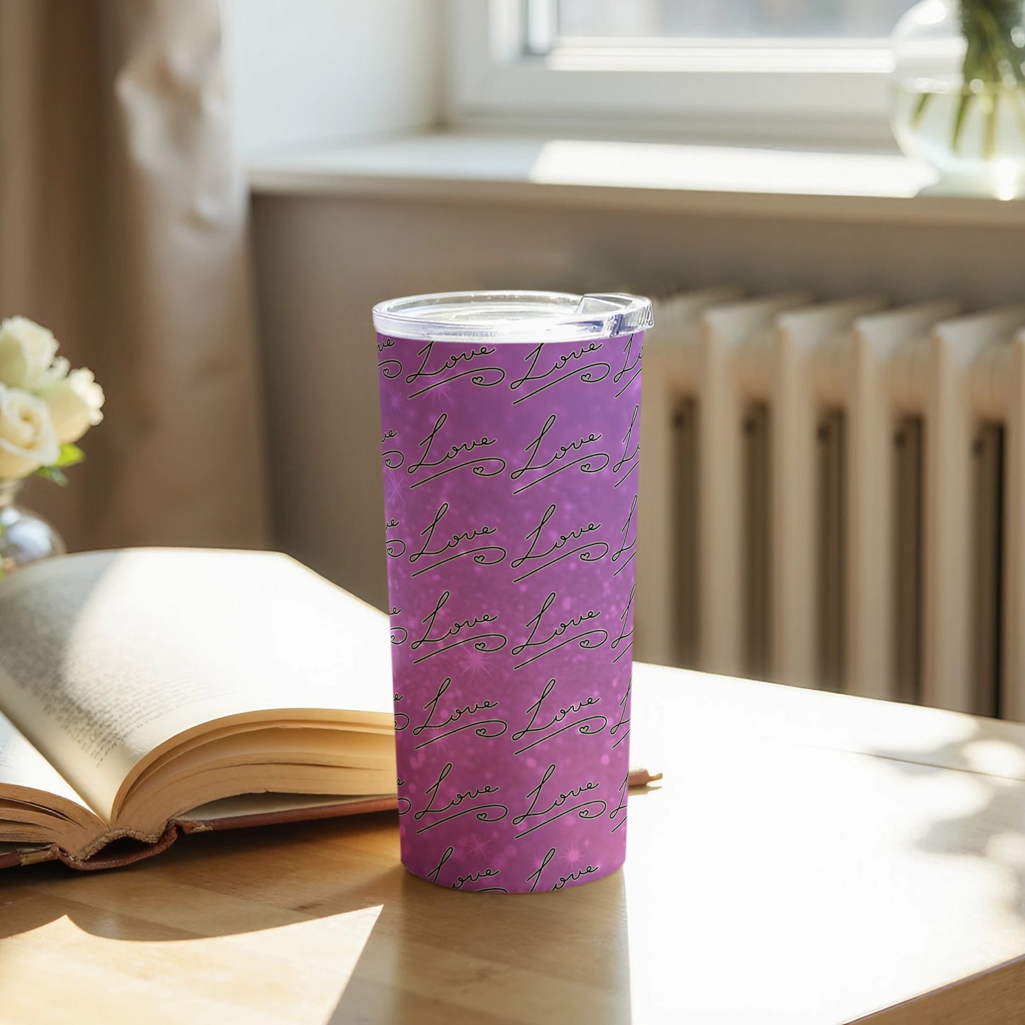 Lavender Love Script Insulated Tumbler with Lid