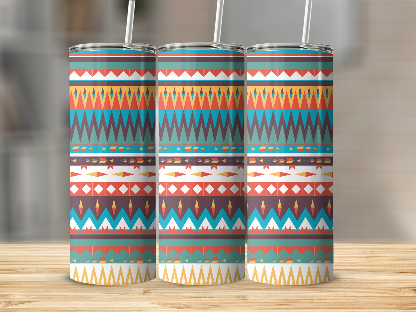 Colorful Geometric Pattern Insulated Tumbler Product
