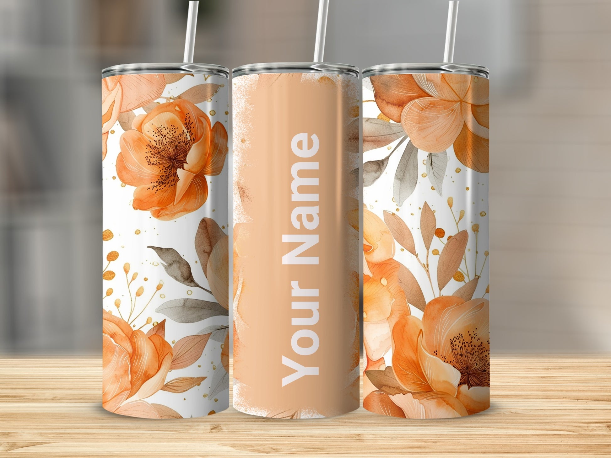 Personalized Floral Design Insulated Tumbler
