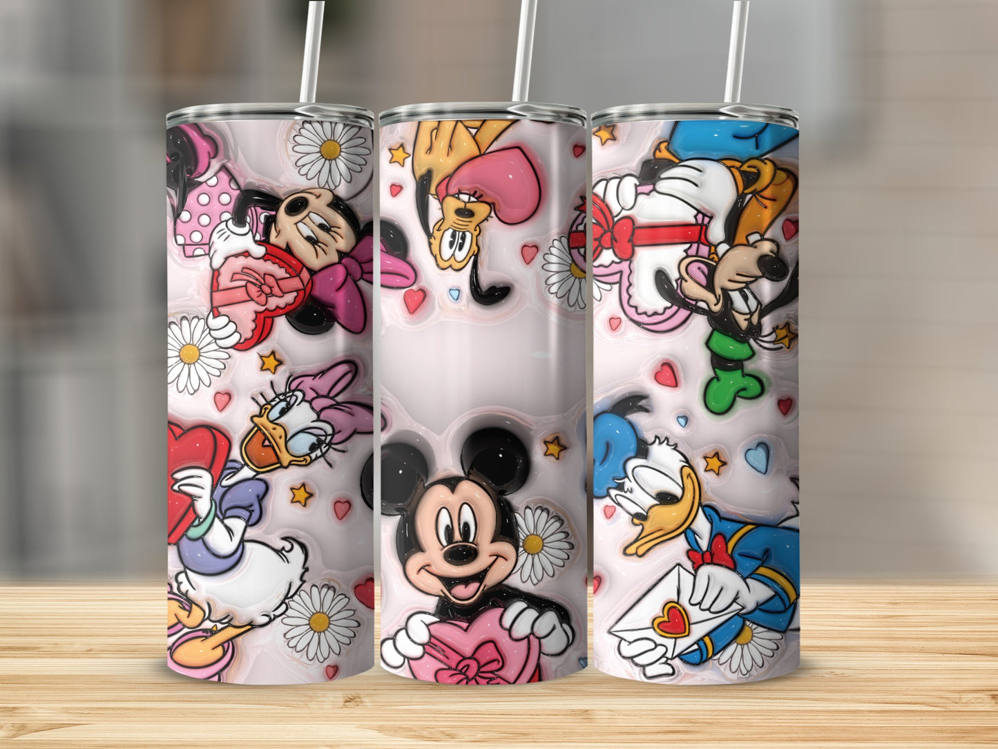Cute Cartoon Character Design Tumbler with Straw