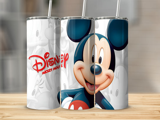 Mickey Mouse Disney logo and character on a tumbler.