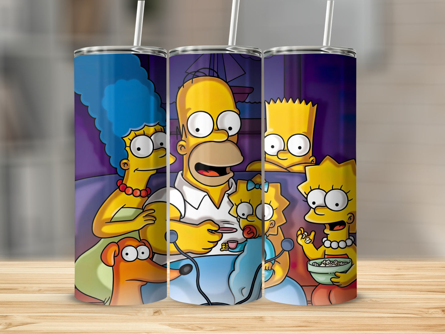 Colorful Cartoon Family Design on Drink Tumbler Product