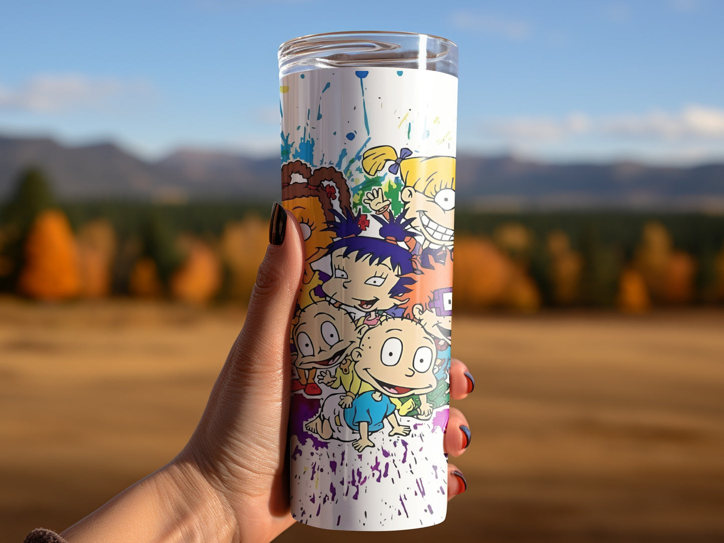 Rugrats Crew with Colorful Splatter Art Design Tumblers