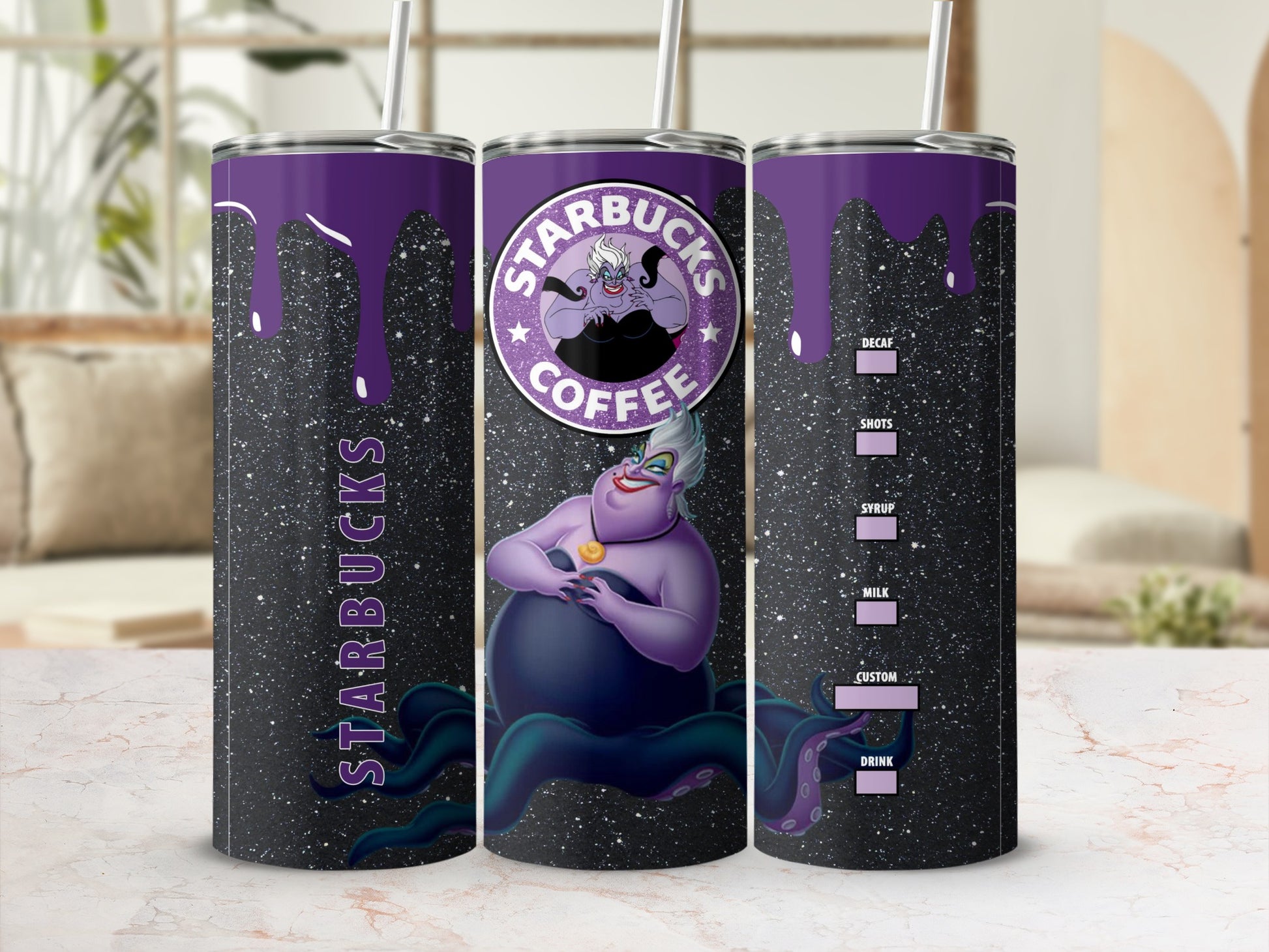 Ursula The Sea Witch Custom Starbucks Tumbler Cups