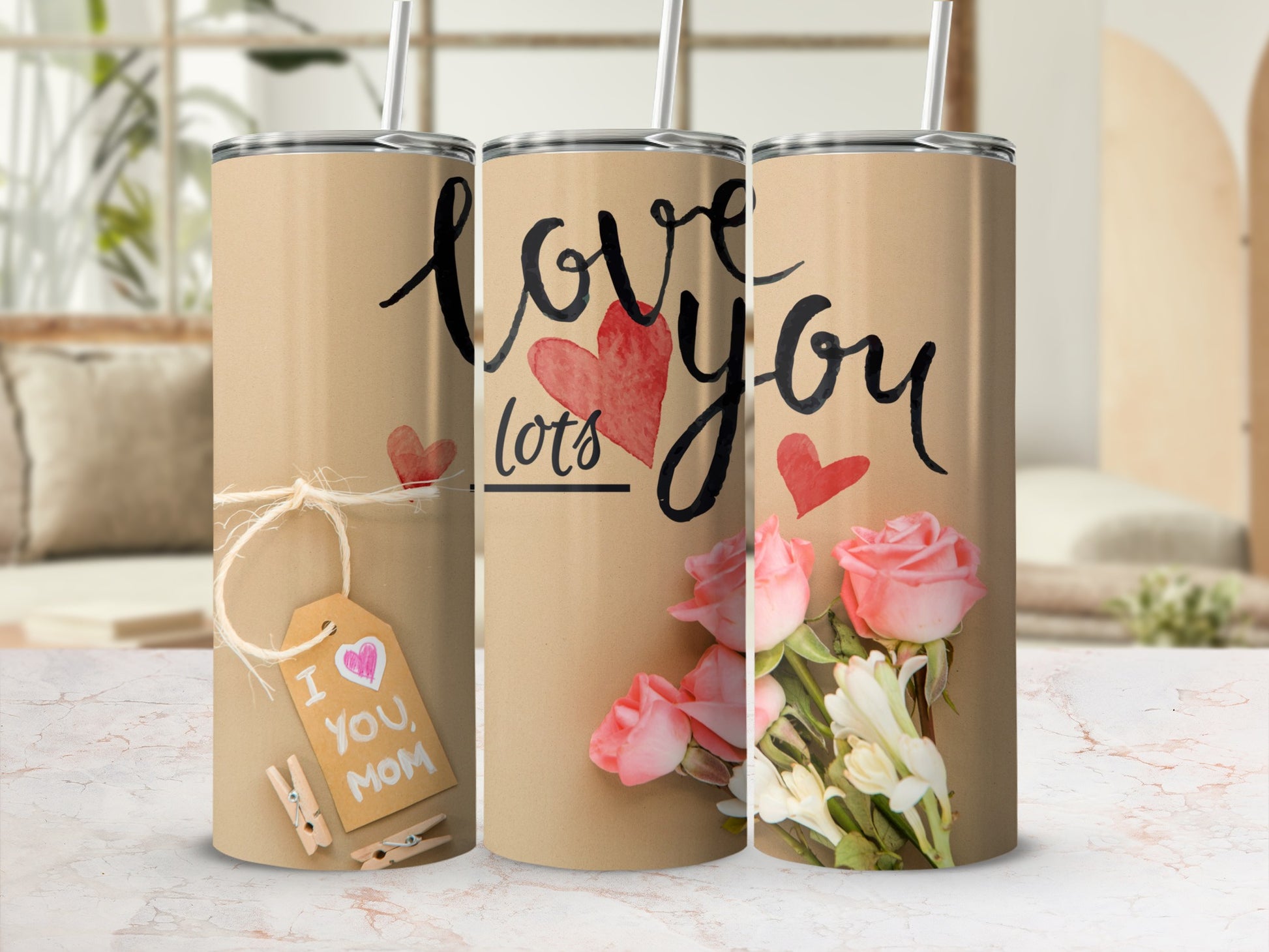 Love You Lots Mom Floral Tumbler Gift for Mother's Day