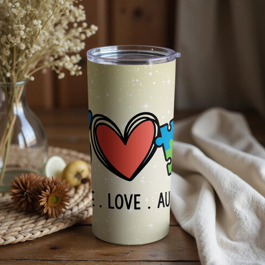 Heart Love Autism Awareness Tumbler Product