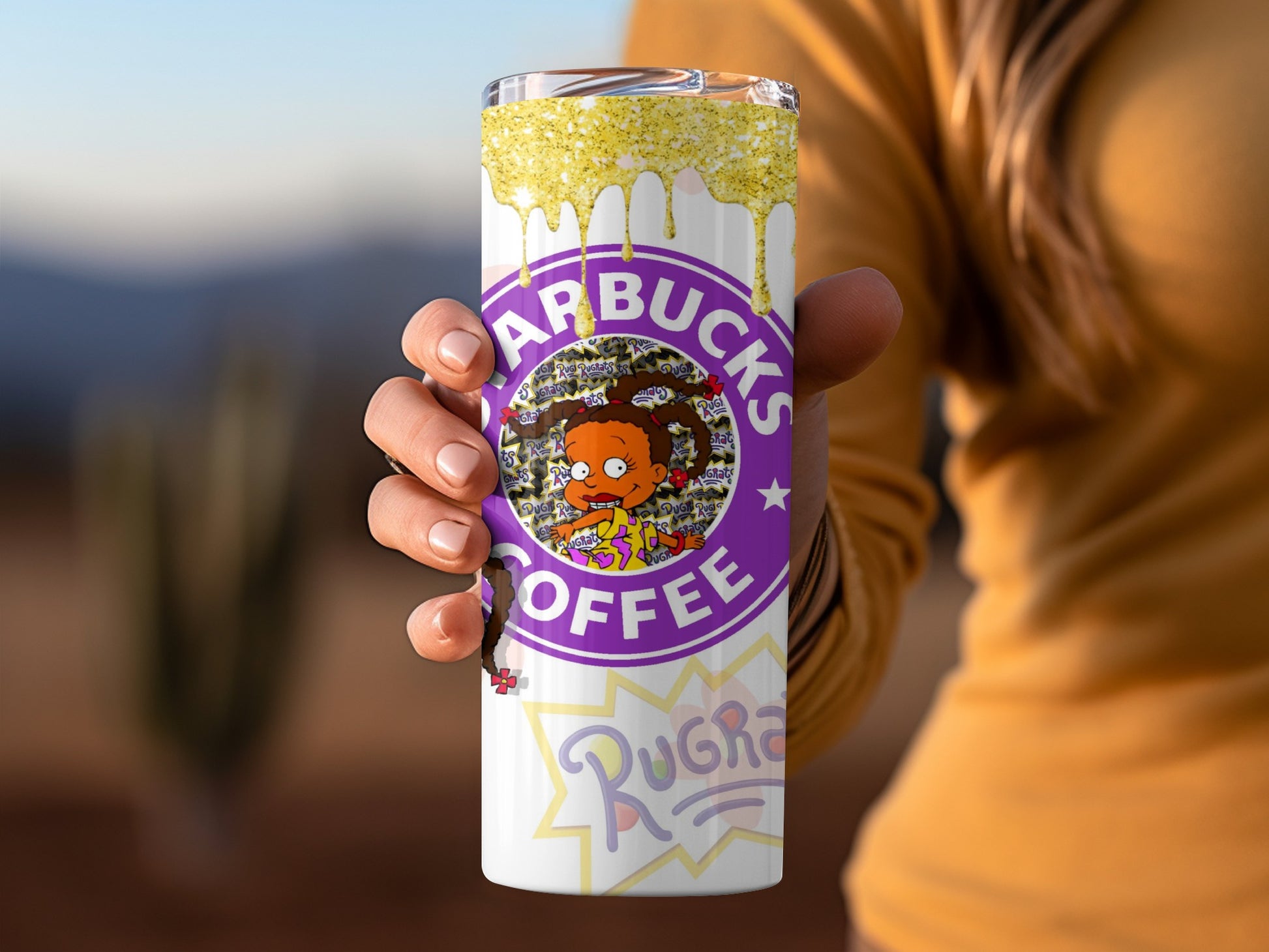 Starbucks Coffee Rugrats Inspired Dripping Glitter Tumbler