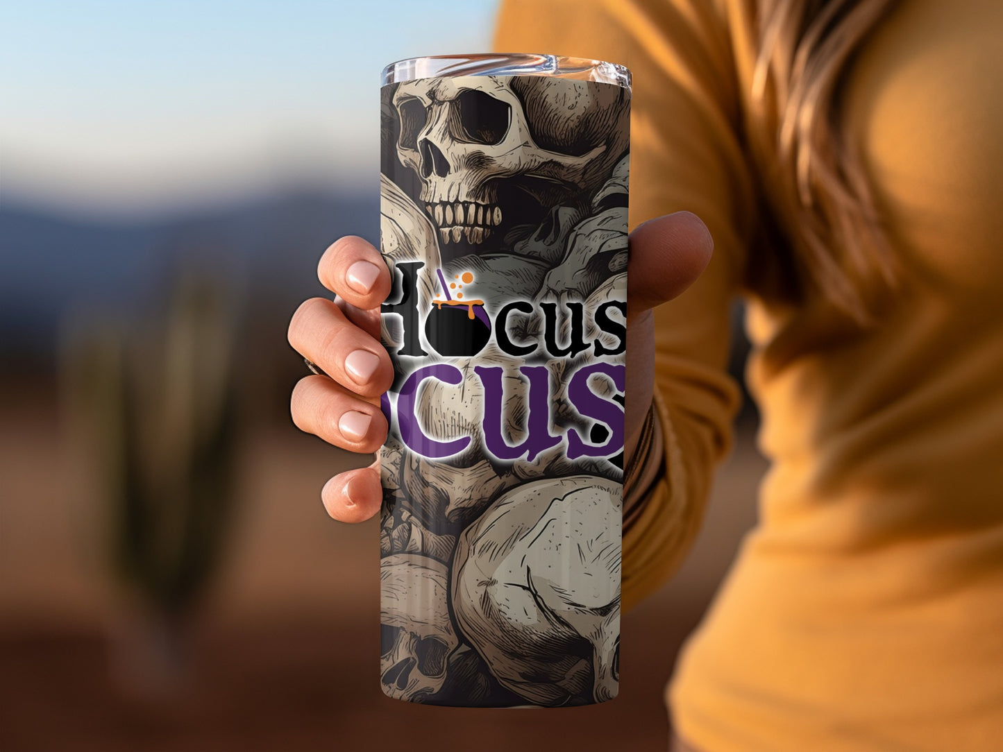 Hocus Pocus Skull Skeleton Halloween Tumbler Cup