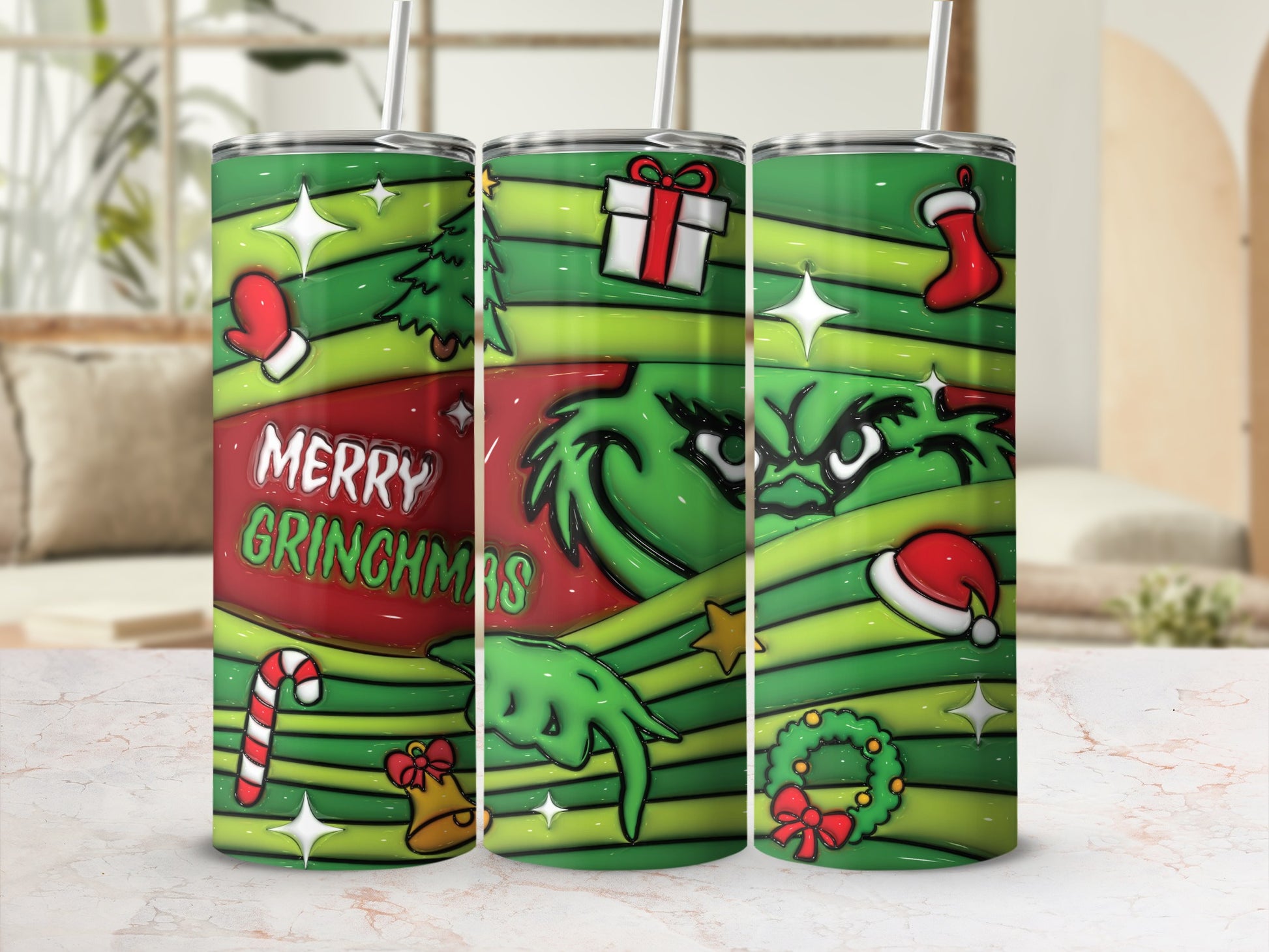 Festive Merry Grinchmas Holiday Tumbler for Christmas