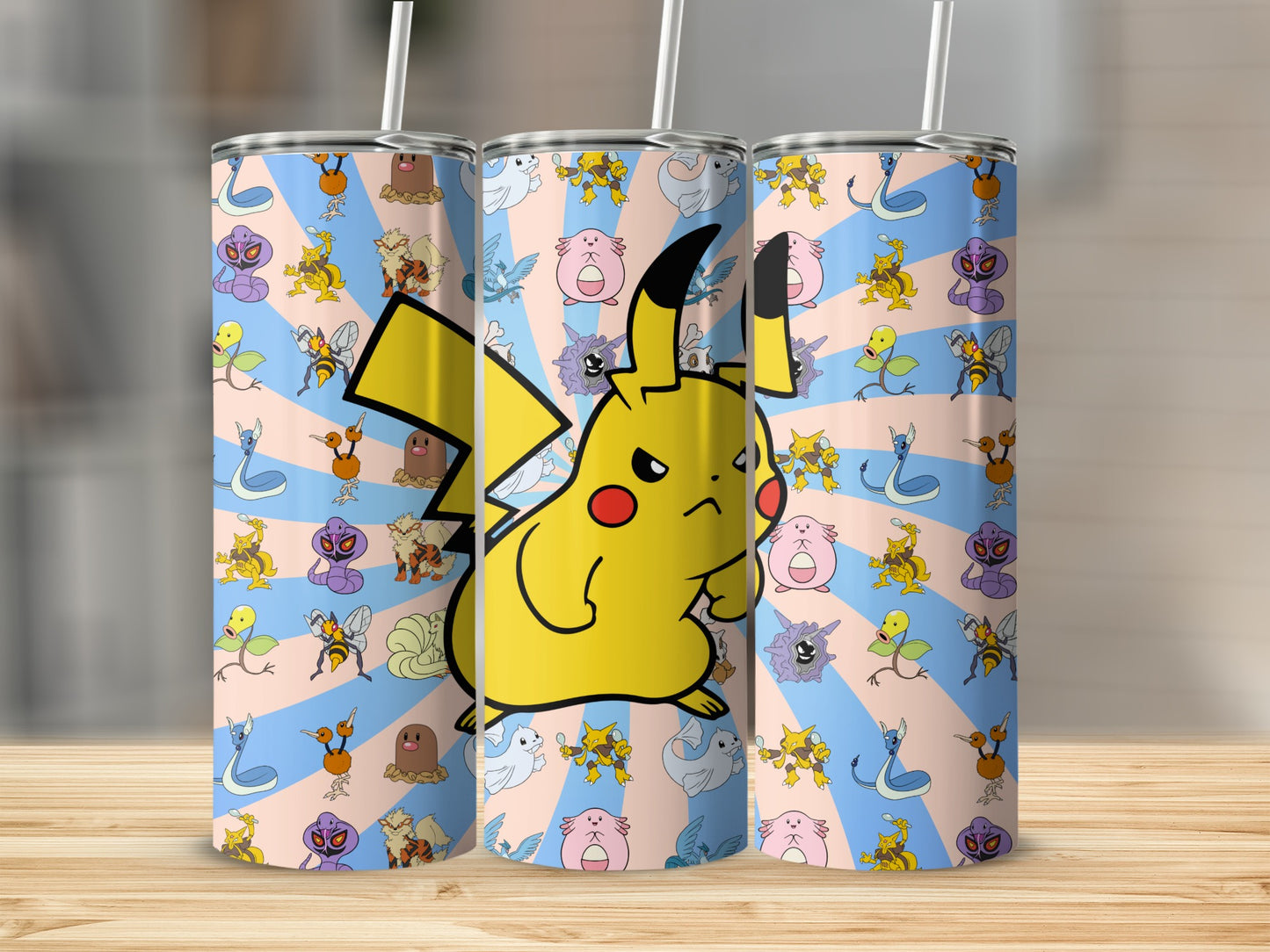 Vibrant Pikachu Tumbler With Cute Characters Design