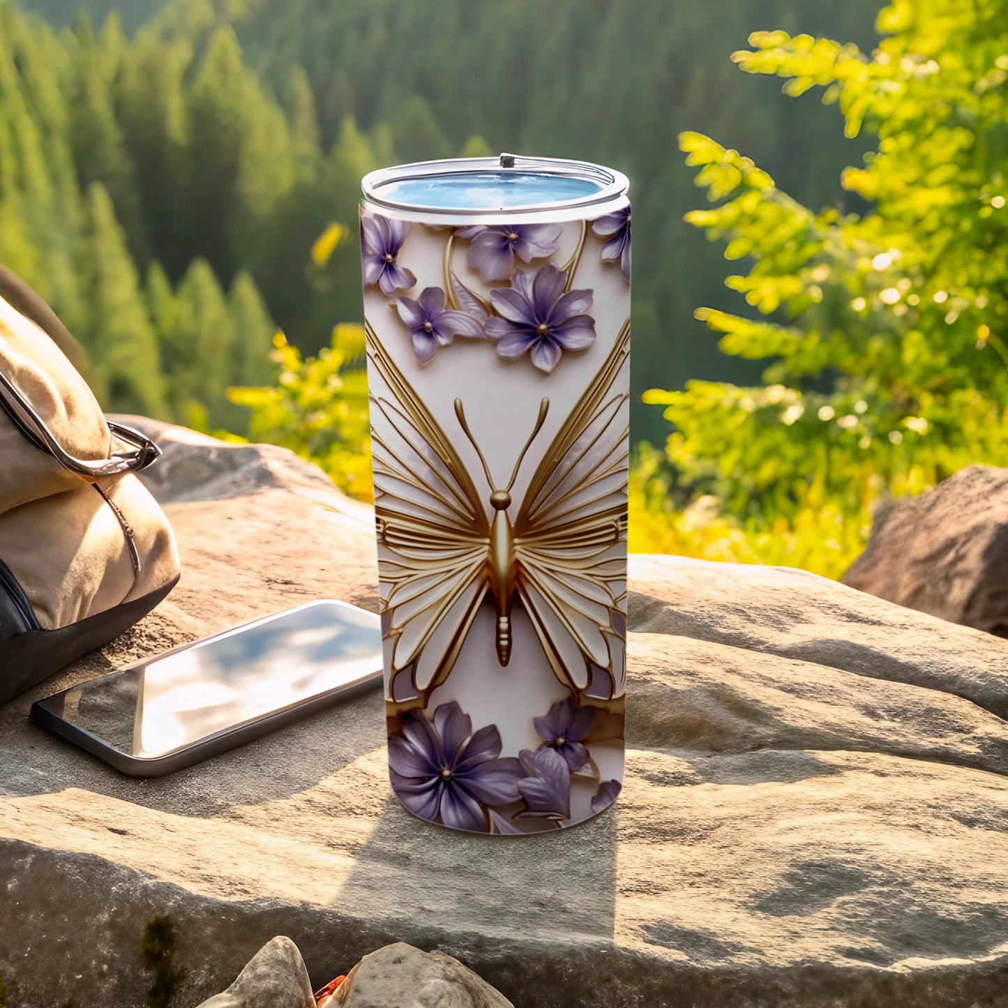 Gold Butterfly Purple Flowers Elegant Design Tumbler product type