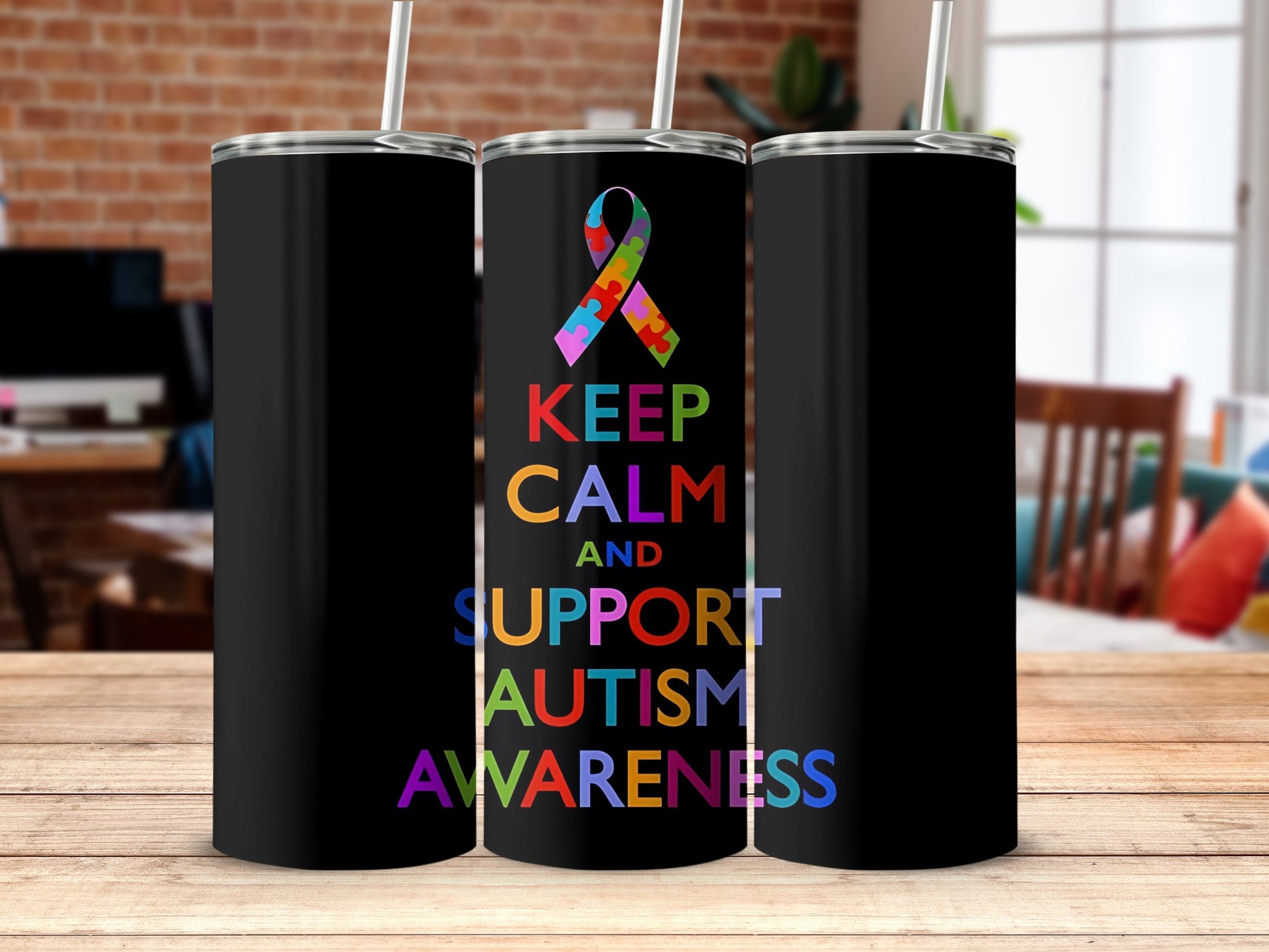 Keep Calm and Support Autism Awareness tumbler