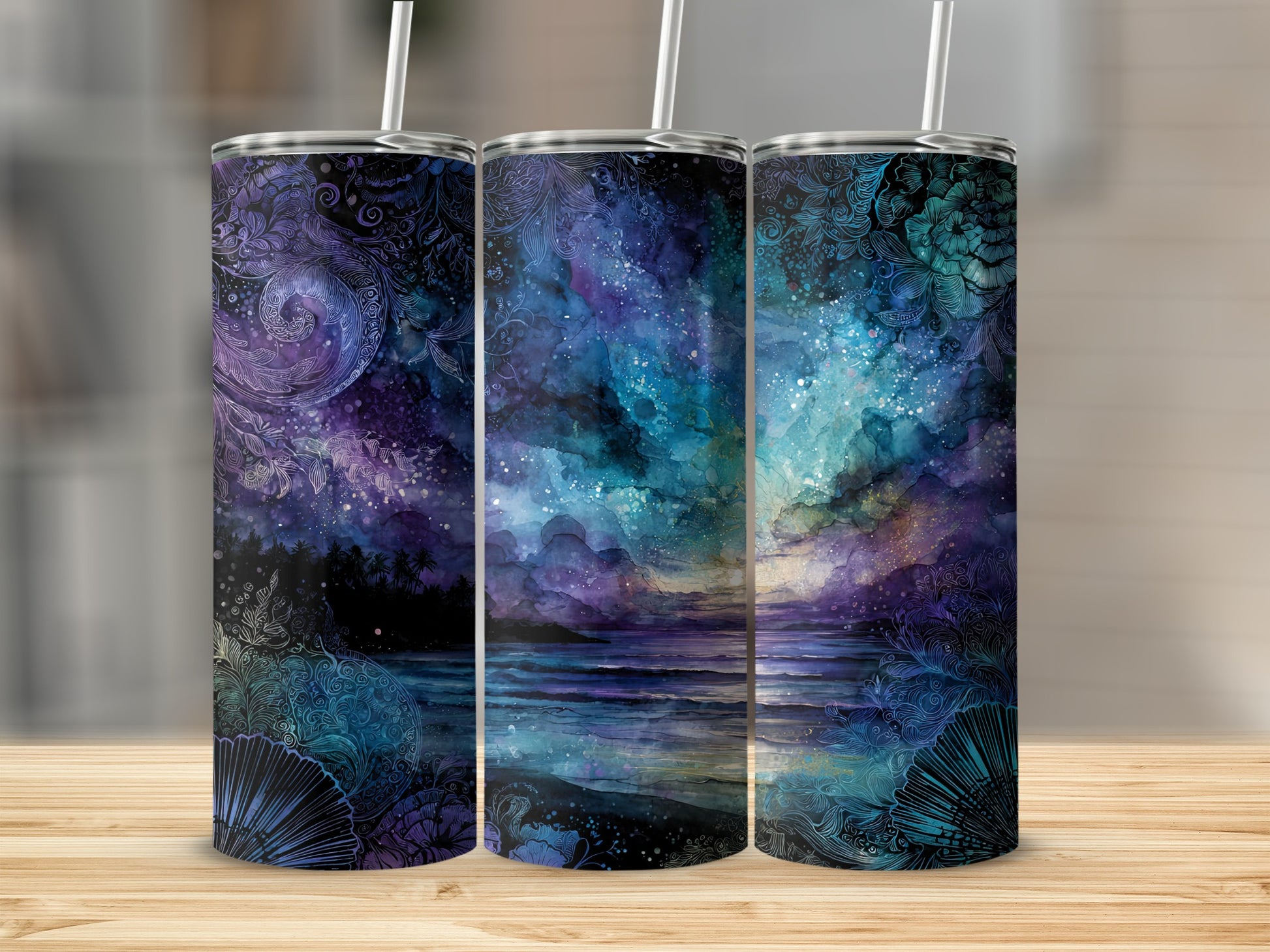 Cosmic Galaxy Design Skinny Tumbler Cup for Drinks
