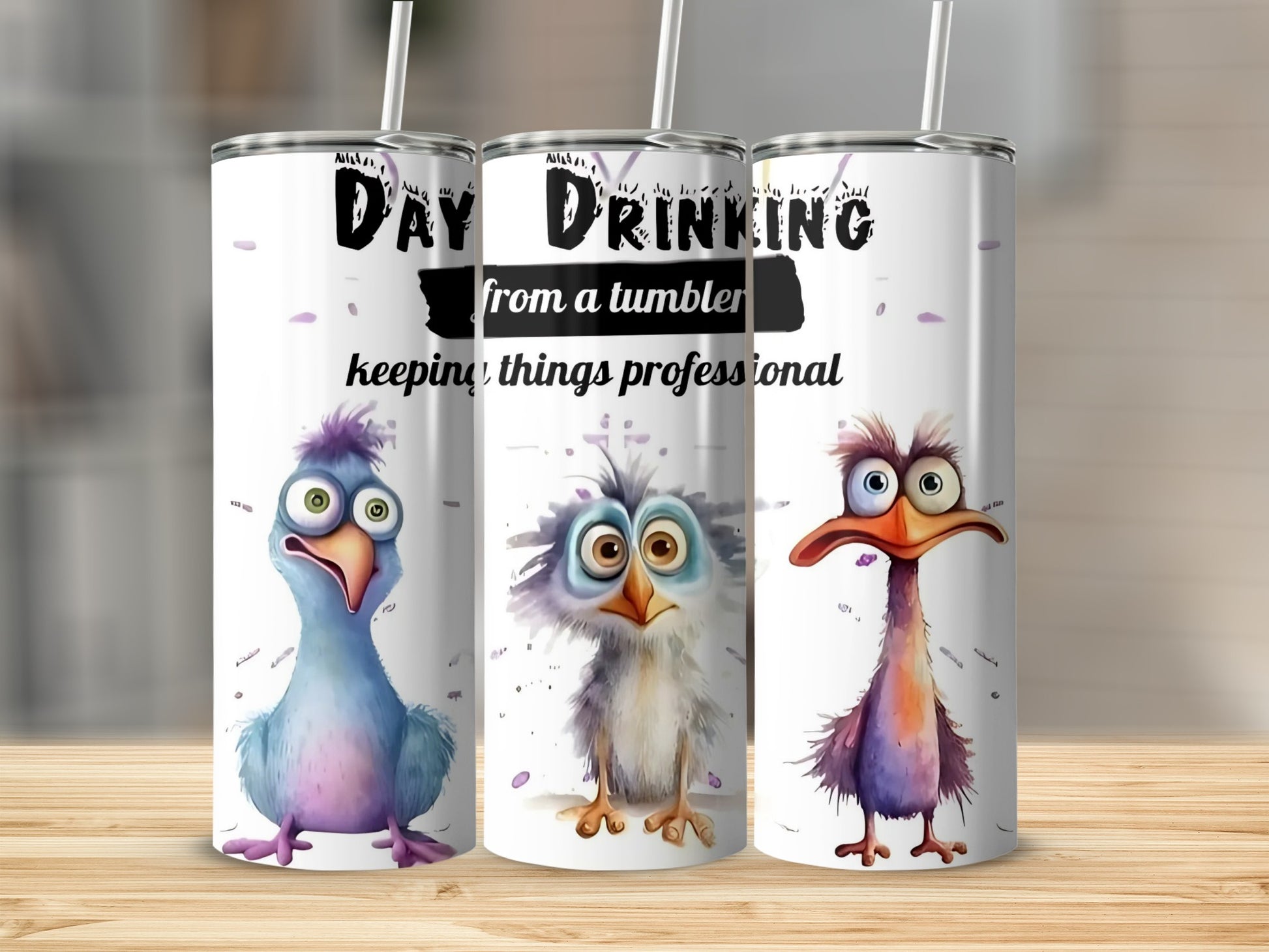 Funny Cartoon Bird Design Day Drinking Tumbler