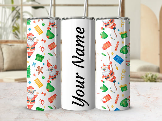 Custom Christmas Santa Design Tumbler With Straw