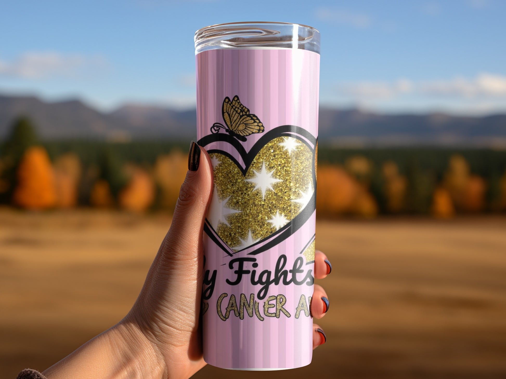 Sparkling Heart My Fights Cancer Awareness Tumbler