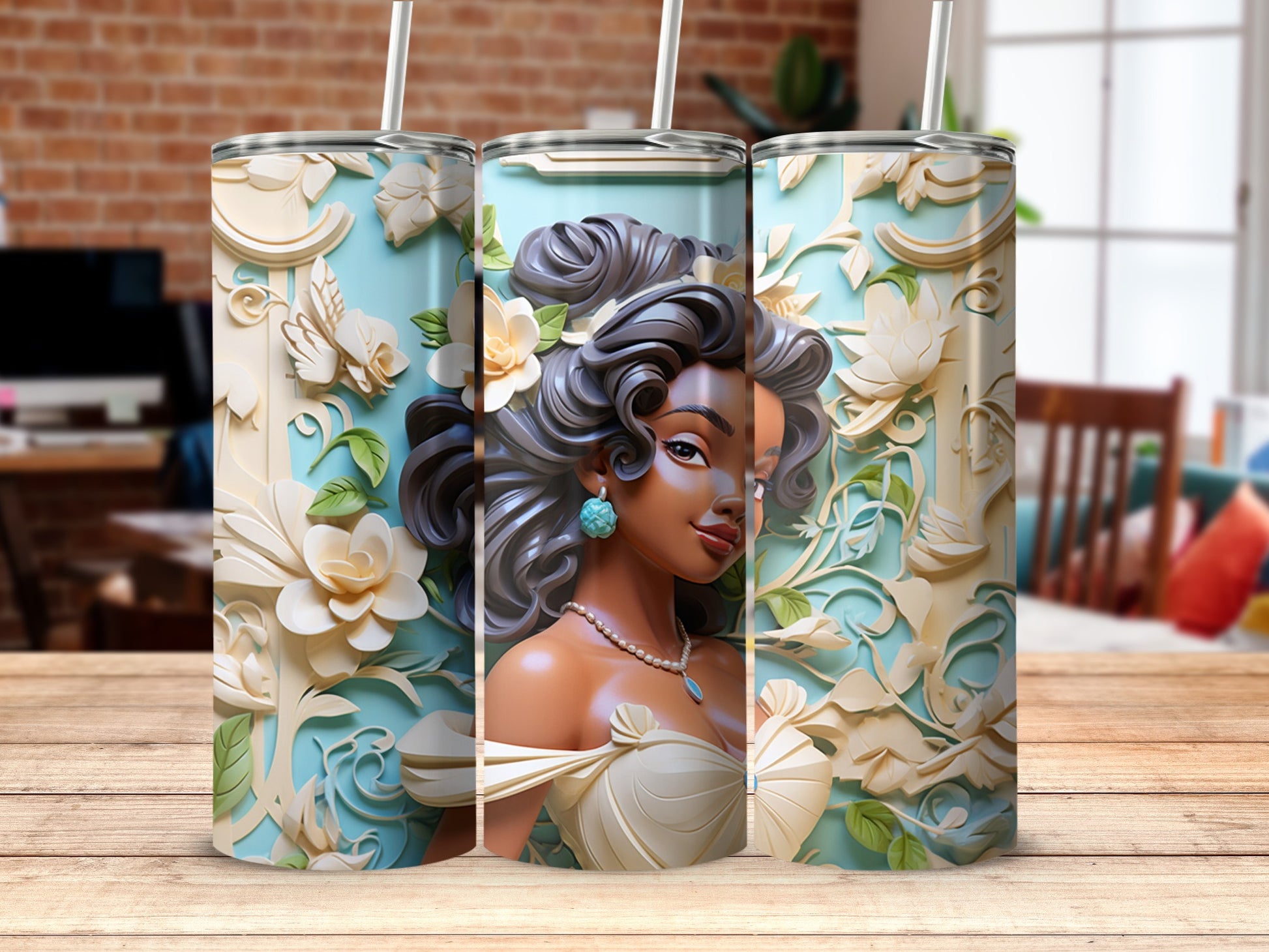 Elegant Floral Art Tall Insulated Tumbler 20oz