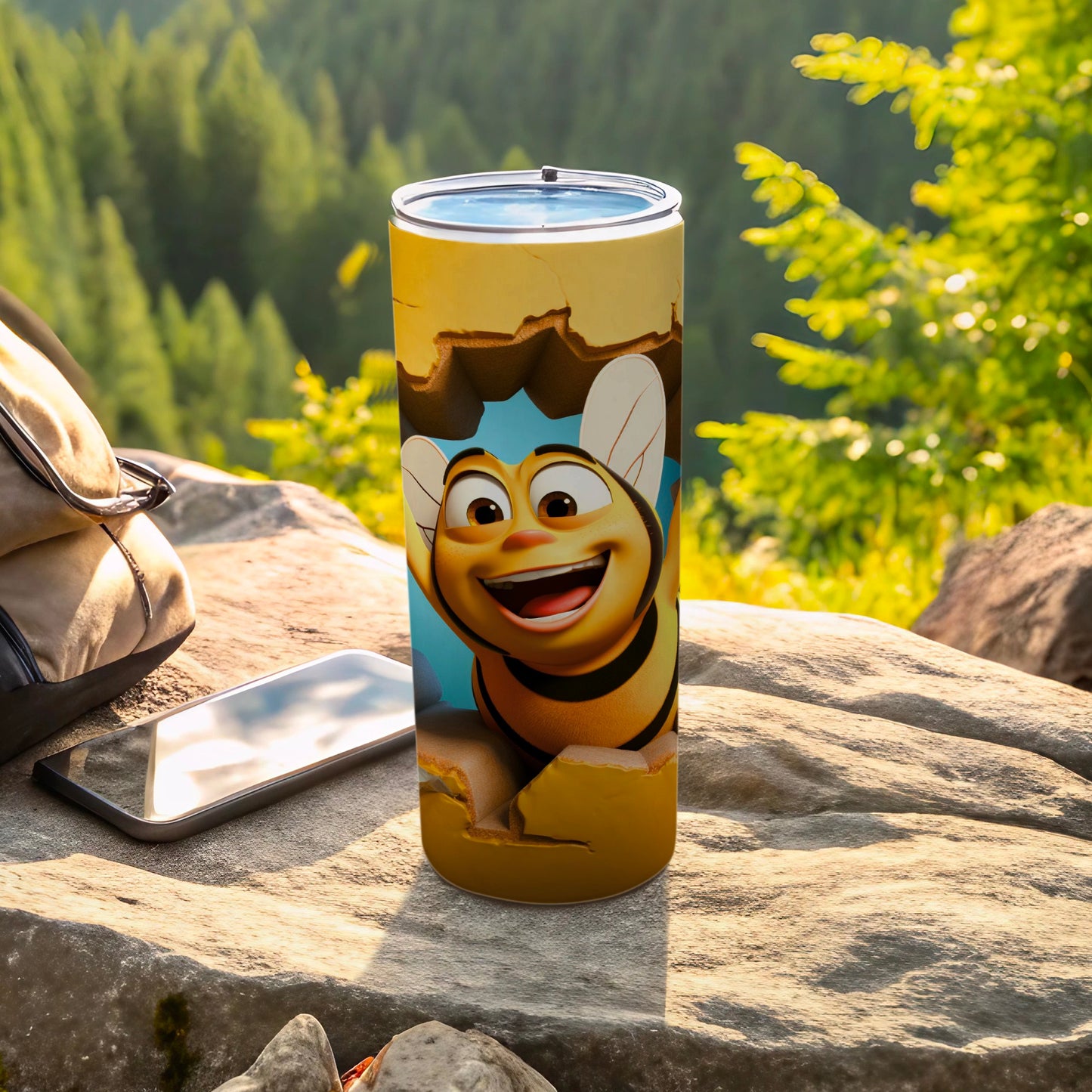 Bee Movie Barry Bee Happy Tumbler Outdoor Scene product type
Tumbler, BeeMovie, BarryBBenson, HappyBee, CartoonCharacter, AnimatedFilm, MovieMerchandise, FilmCharacter, BeeDesign, HoneycombPattern, OutdoorTheme, NatureInspired, TravelMug, Drinkware, BeverageContainer, CharacterArt, UniqueGift, FunDesign, QuirkyDrinkware, PopCulture