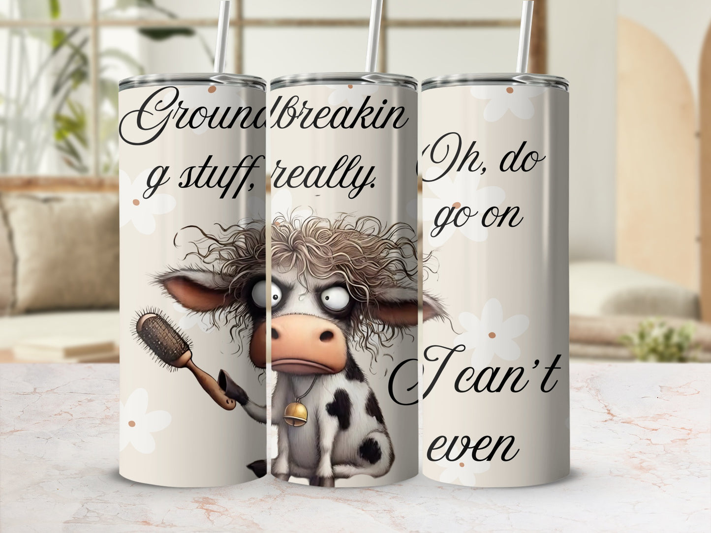 Funny Cow with Text Art Tall Tumbler 20oz
