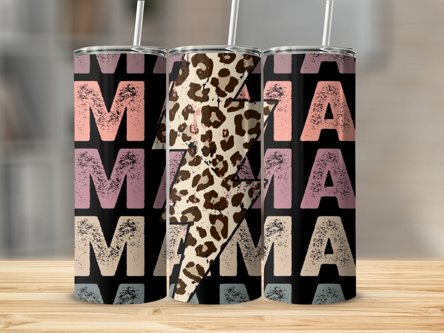 Trendy MAMA Leopard Thunderbolt Tumbler Cup