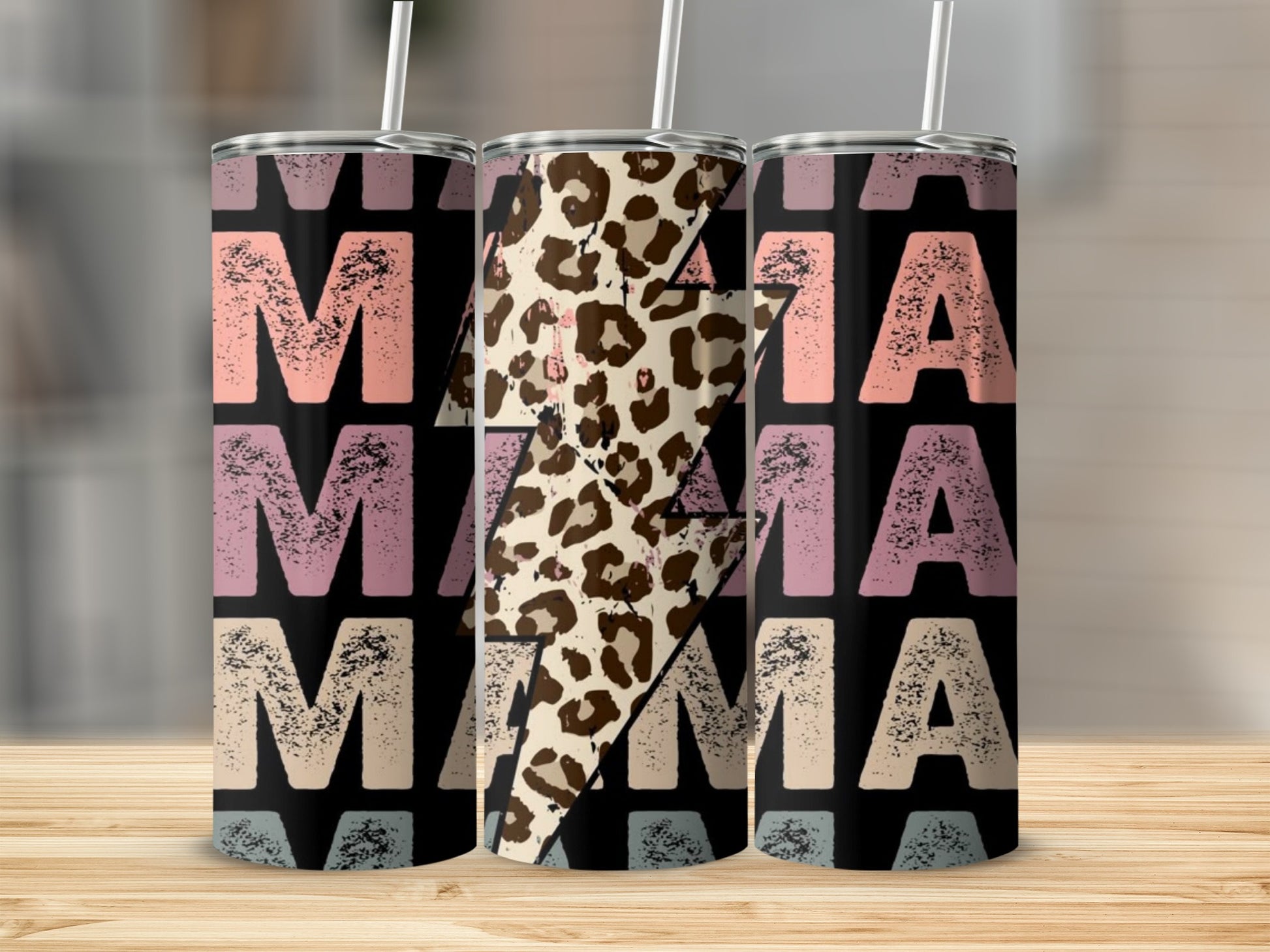 Trendy MAMA Leopard Thunderbolt Tumbler Cup