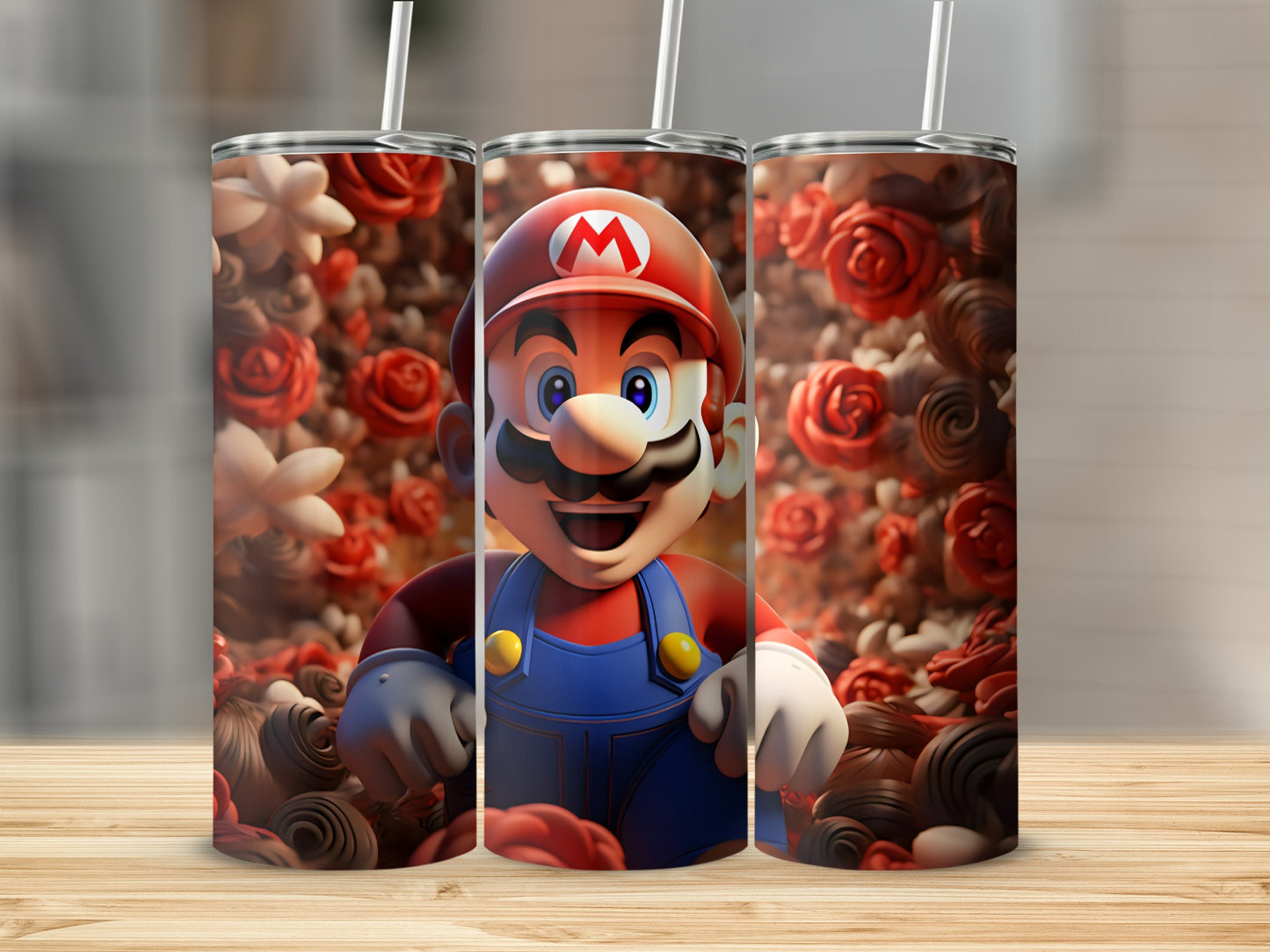 Cartoon Character with Floral Background Tumbler