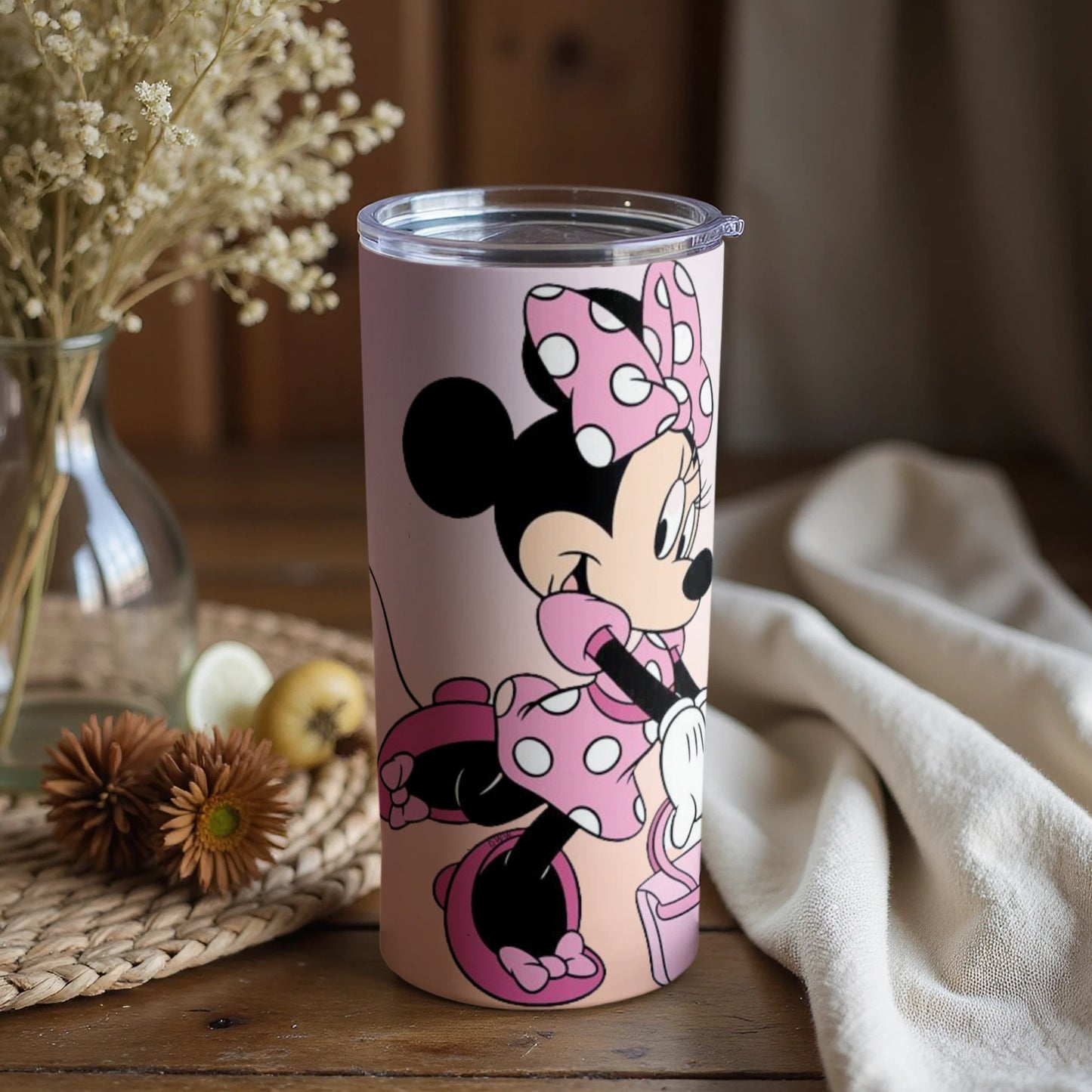 Cute Minnie Mouse Pink Polka Dot Tumbler Cup Product
