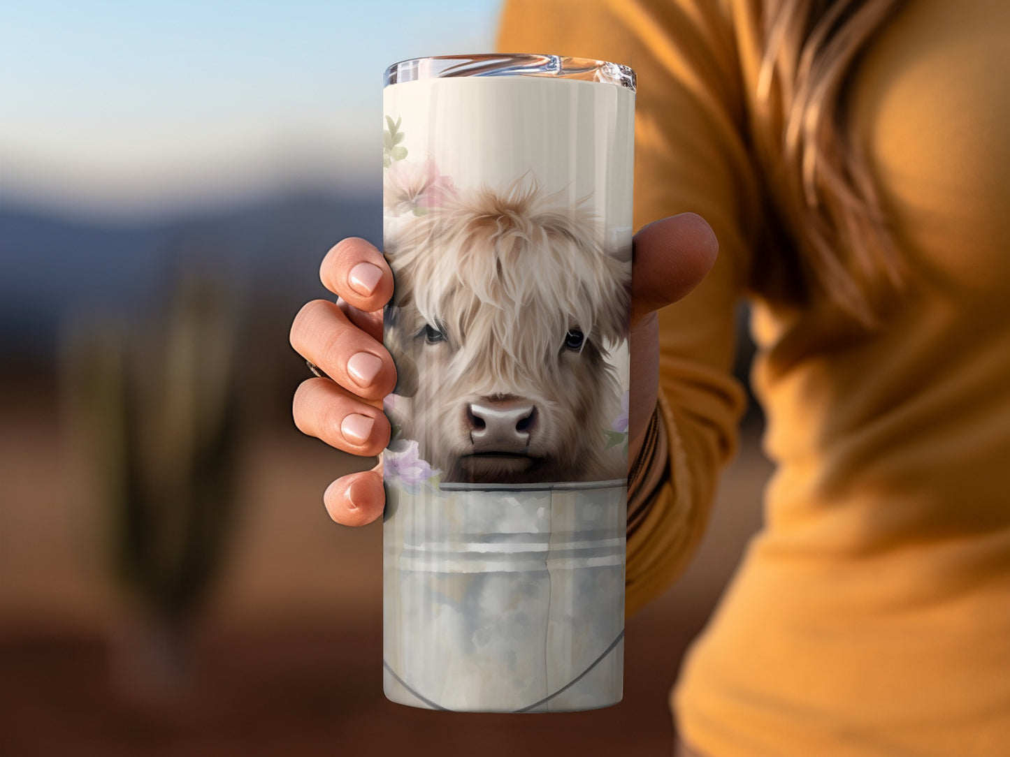 Cute Highland Cow Print Insulated Tumbler Cup Design