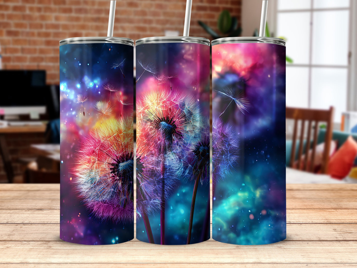 Colorful Dandelion Print Insulated Tumbler