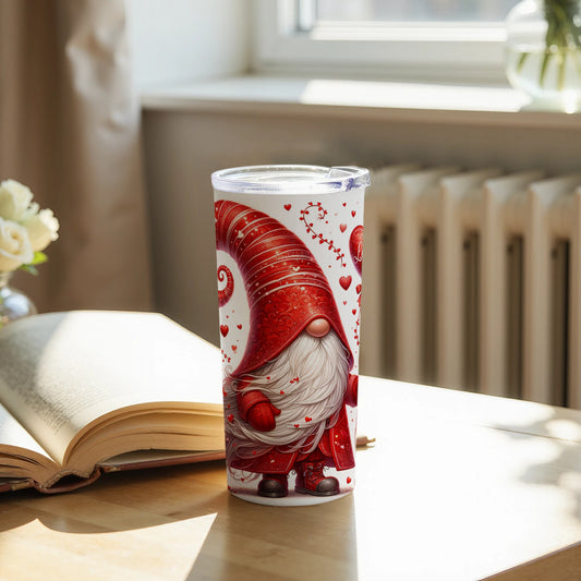 Christmas Gnome Tumbler with Cute Heart Accents