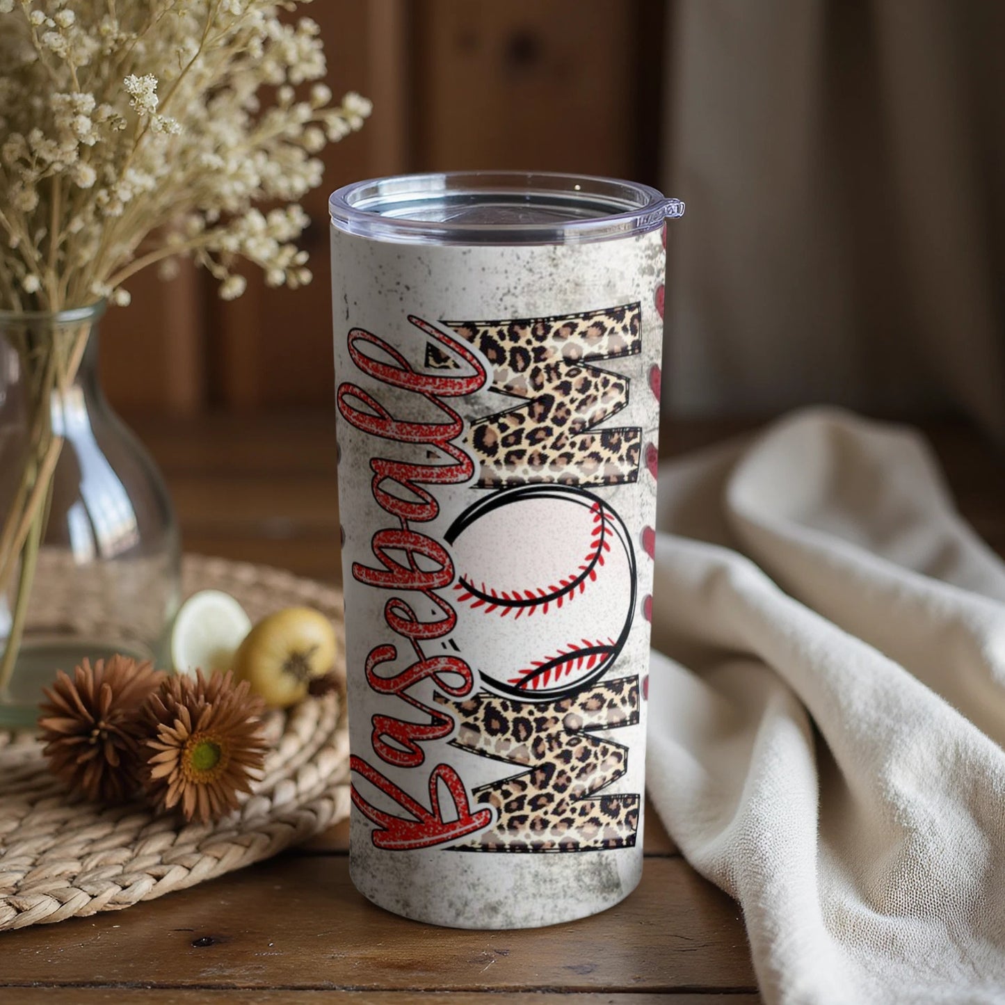 Leopard Print Baseball Tumbler for Sports Lovers