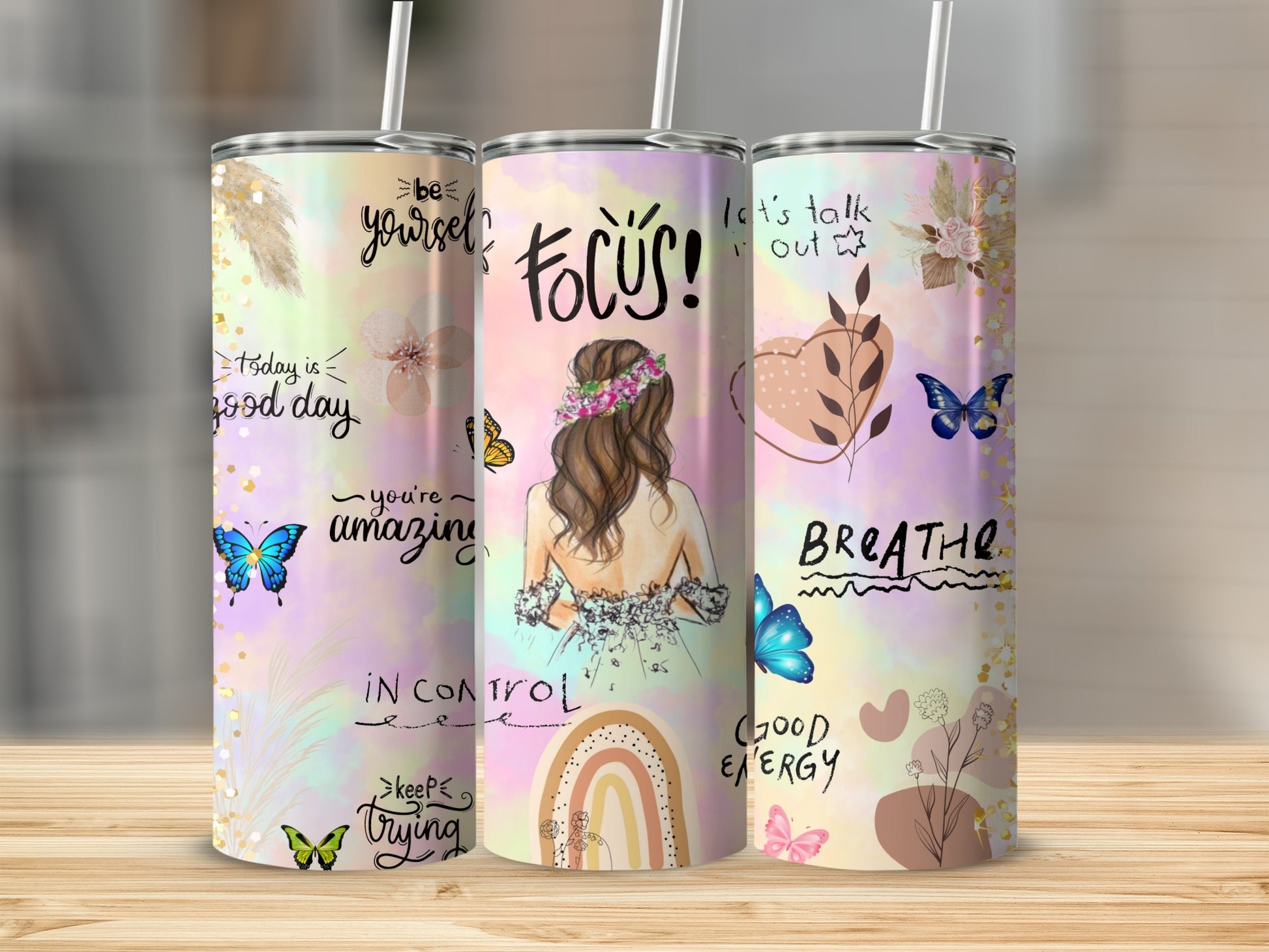 Inspirational and Motivational Tumbler with Artistic Design
