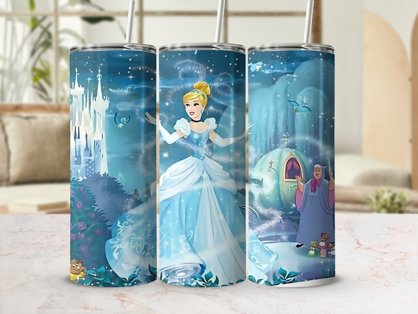 Enchanting Cinderella Design Tumbler Cup Fairy Tale