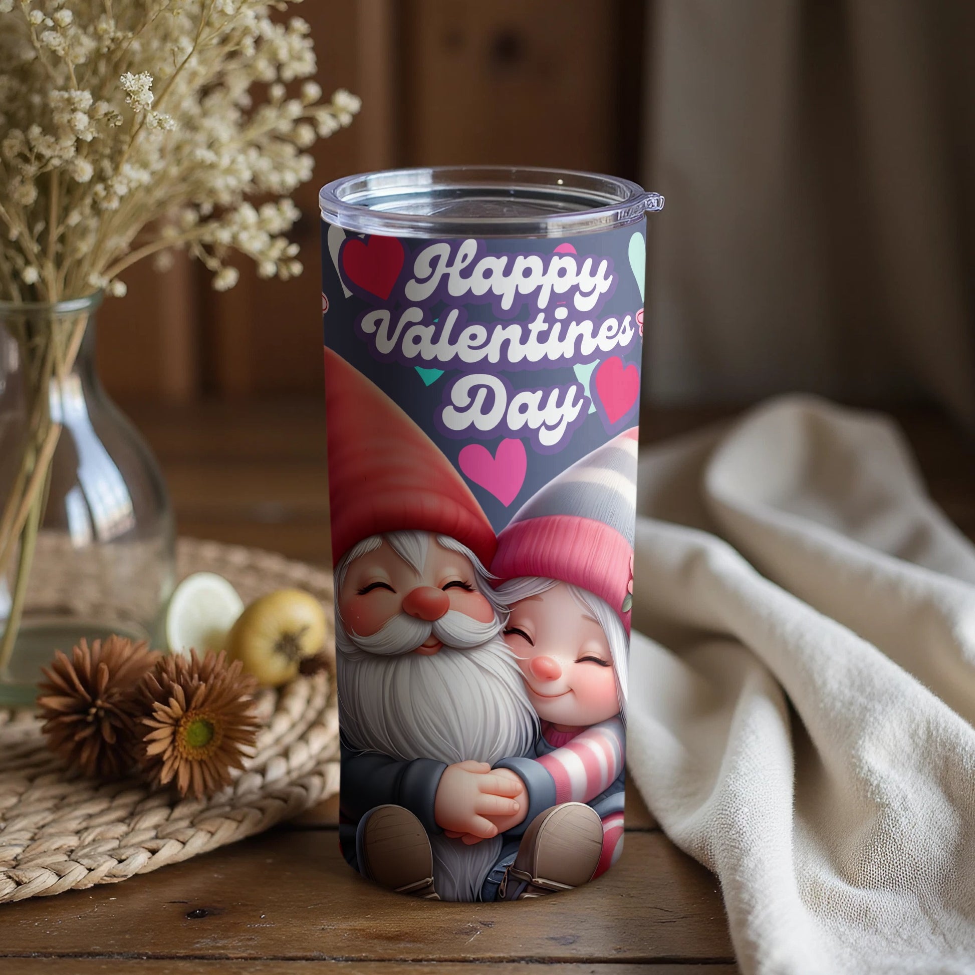 Happy Valentine's Day Cute Gnome Theme Insulated Tumbler