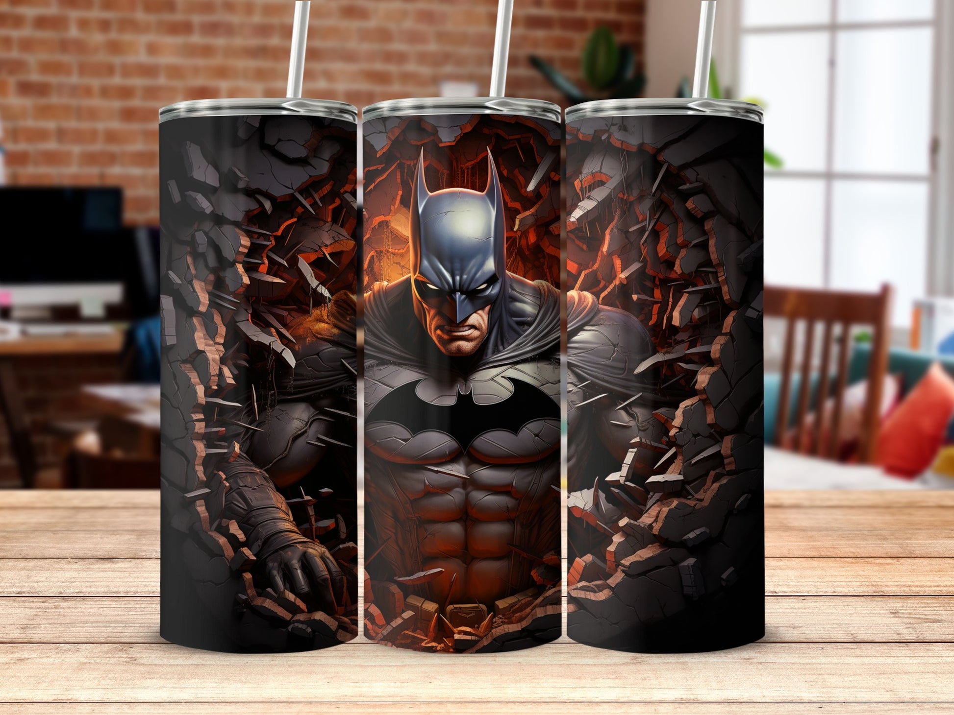 Fierce Dark Knight Artwork on Custom Tumbler Design