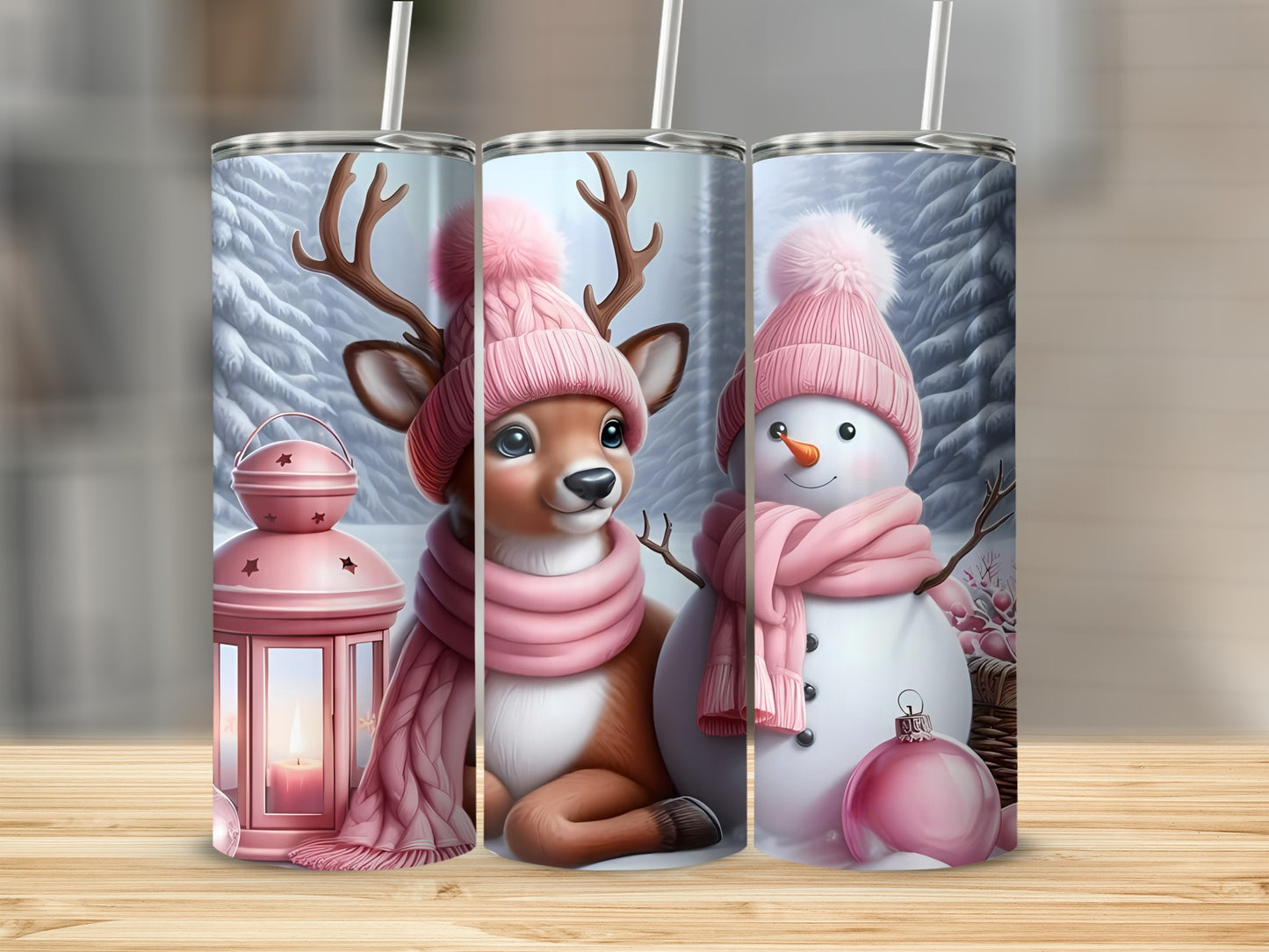 Adorable Reindeer and Snowman Winter Themed Tumblers