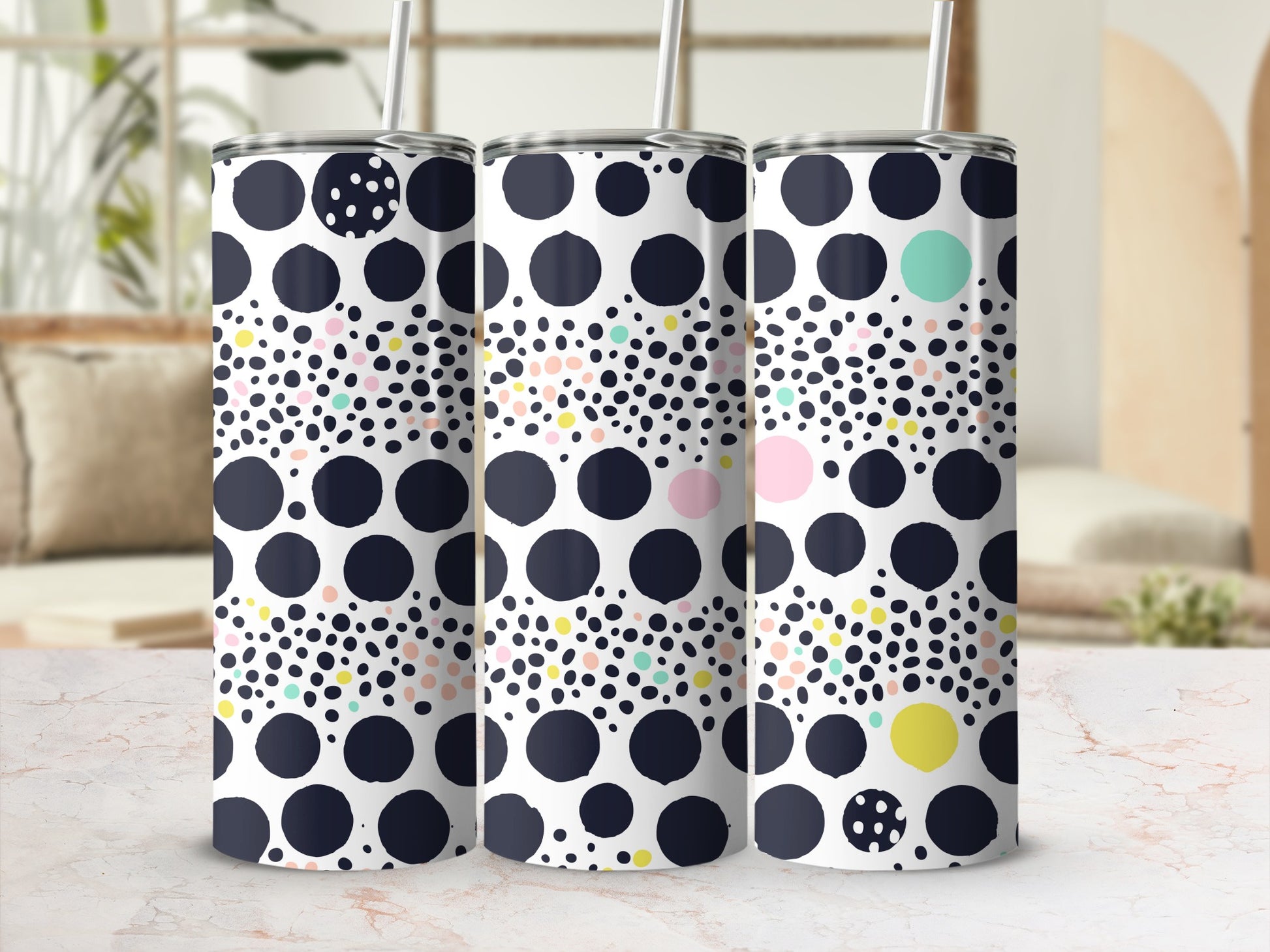 Colorful Dotted Pattern Insulated Tumbler Drinkware