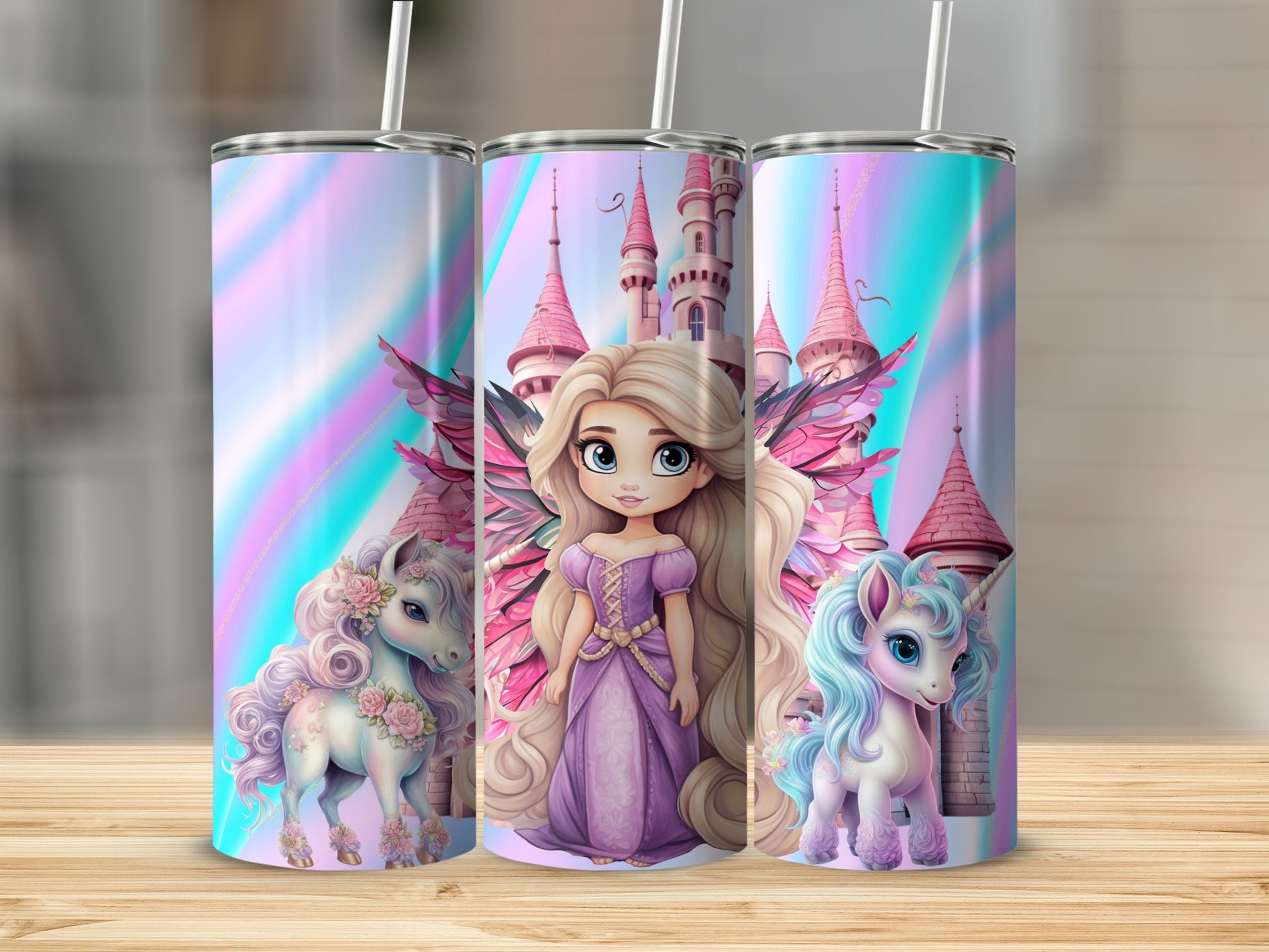 Fantasy Unicorn and Castle Design Tumbler Product