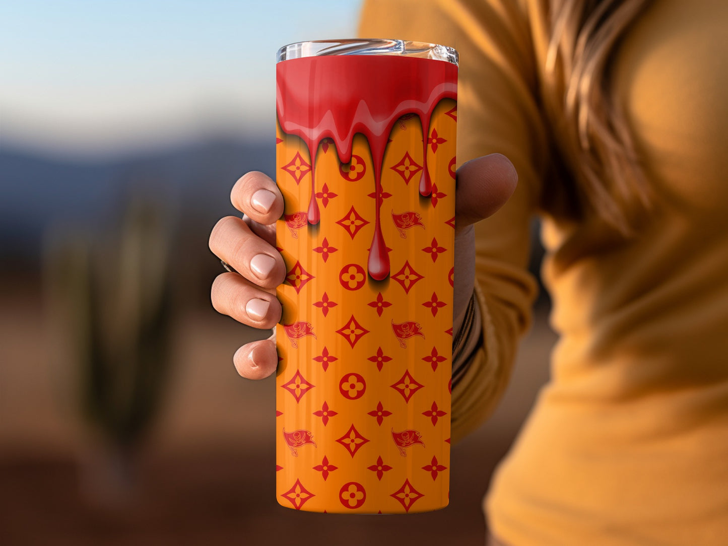 Orange Design Red Drip Buccaneer Graphics Patterned Tumblers