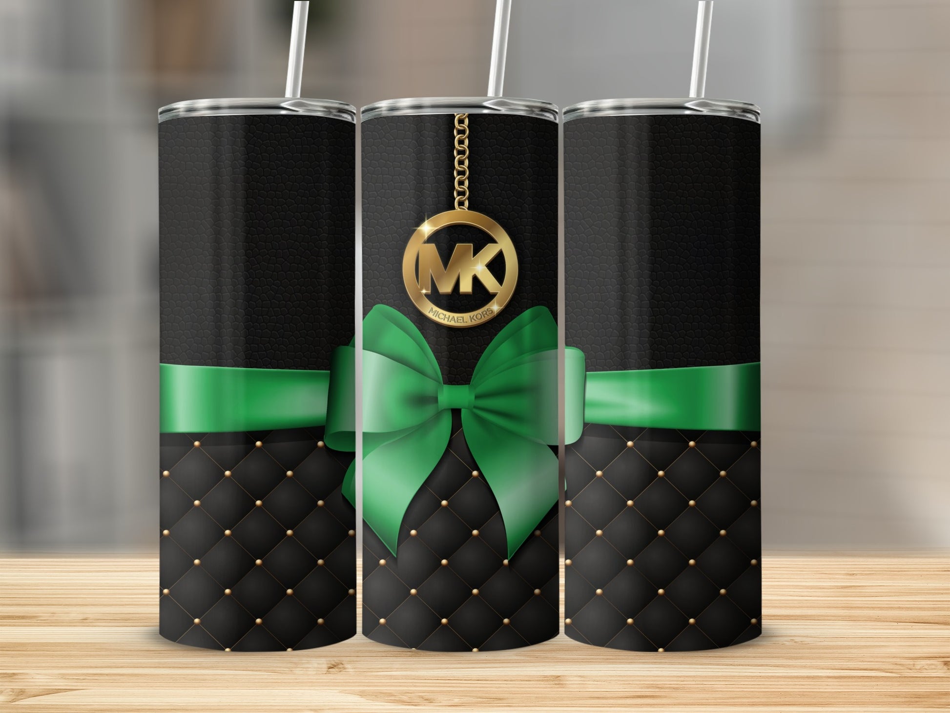 Elegant Black and Green Tumbler with Logo Design