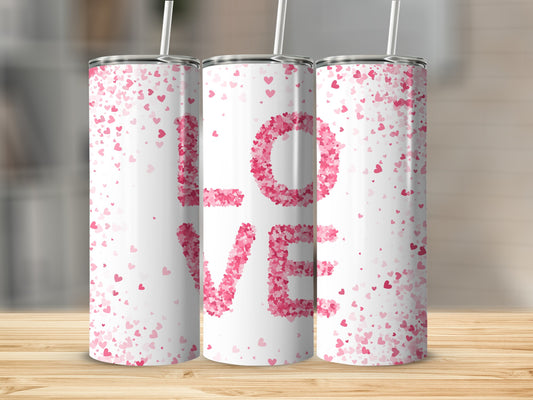 Pink Heart LOVE Design Tumbler Product for Every Occasion