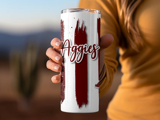 Aggies ATM Maroon Brush Strokes Design for Tumblers