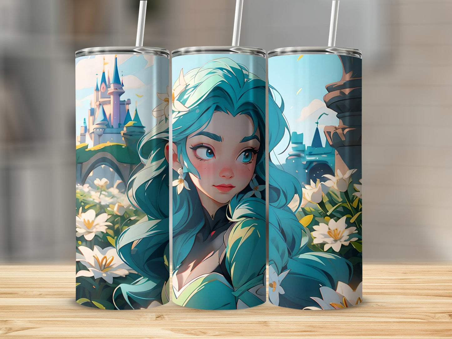 Enchanted Castle Fantasy Art Travel Tumbler Flask