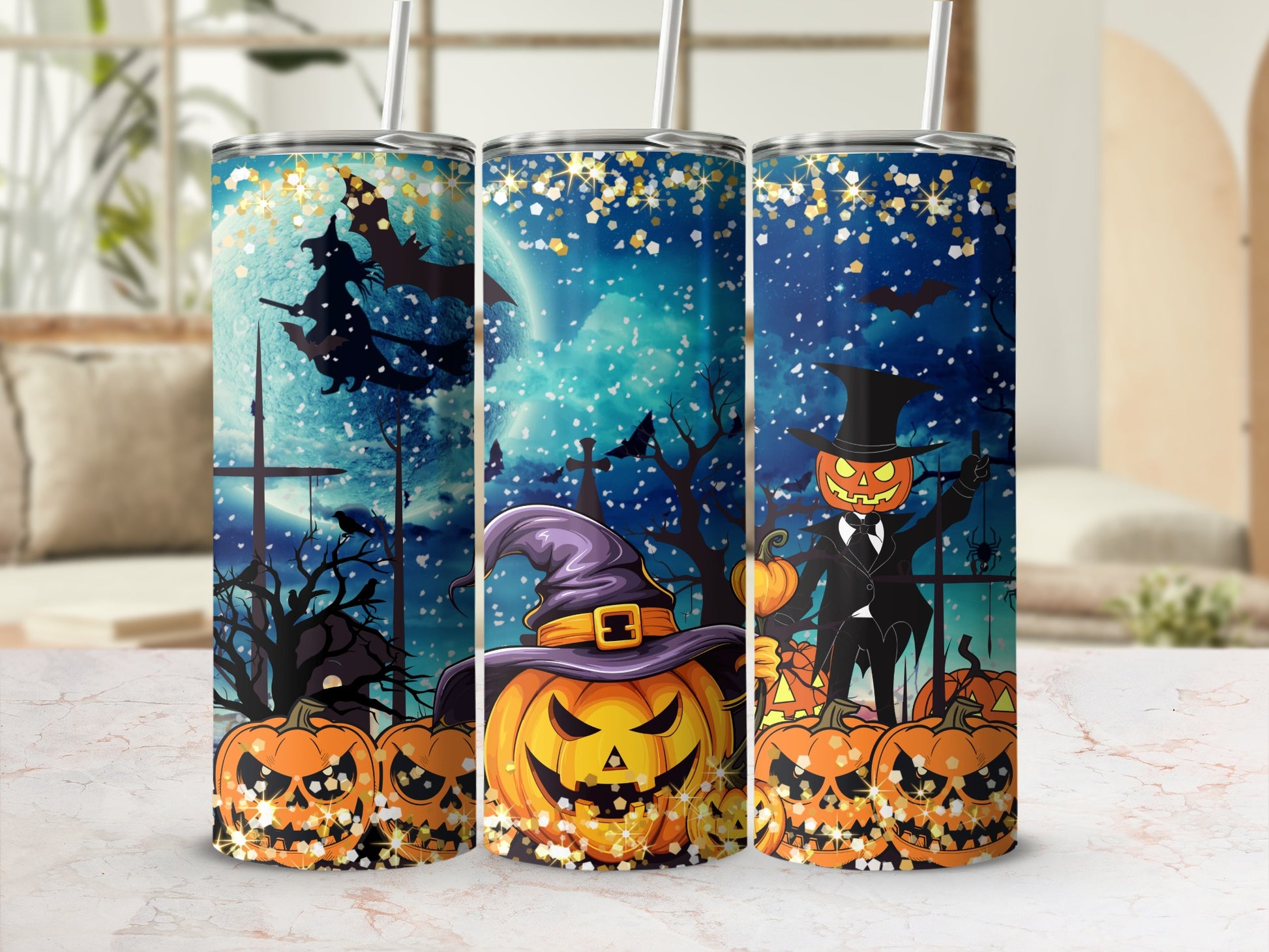 Spooky Halloween Jack-o'-Lanterns tumbler product