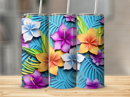 Colorful Tropical Floral Pattern Stainless Steel Tumbler