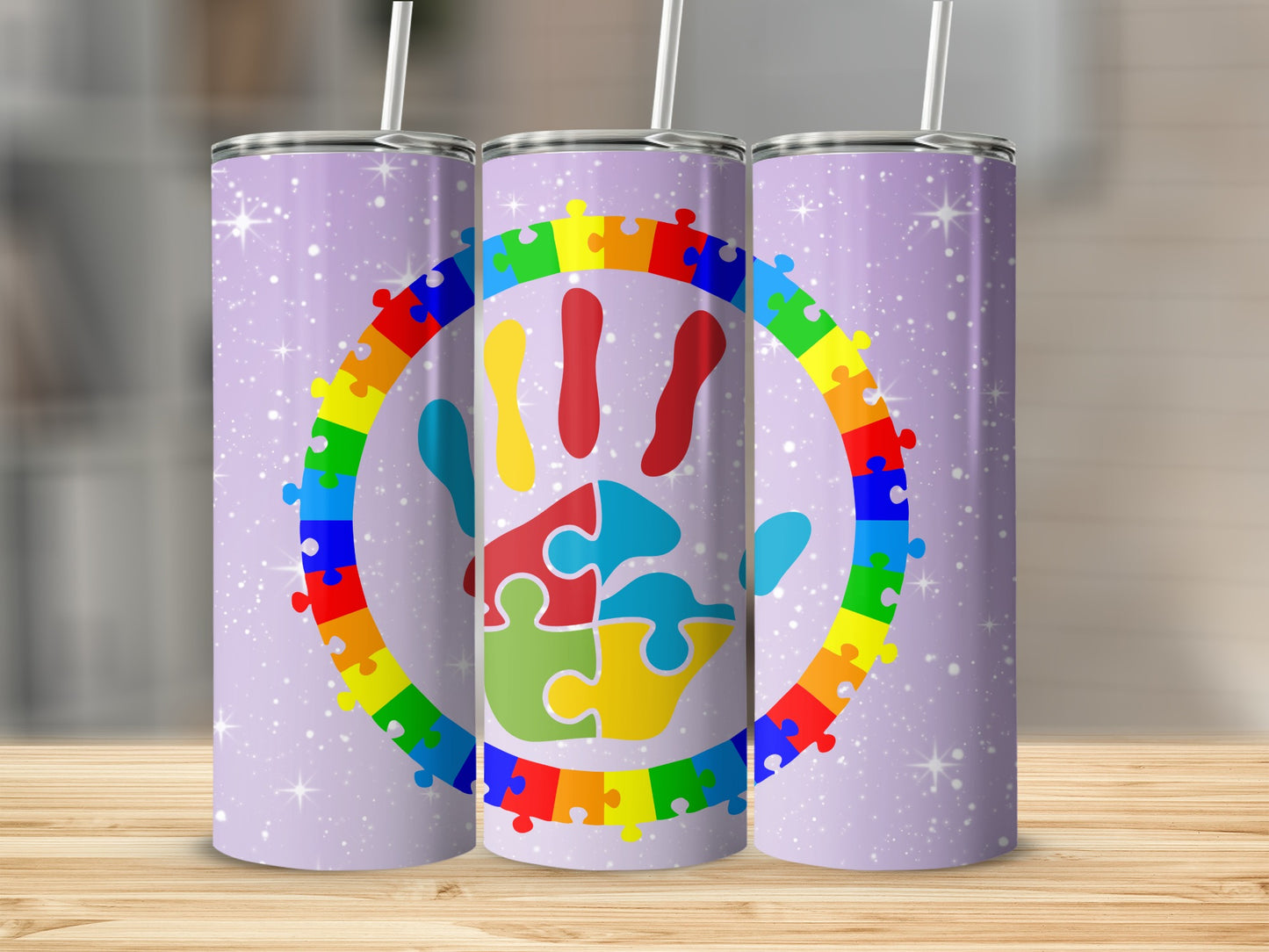 Autism Awareness Tumbler Puzzle Piece Design