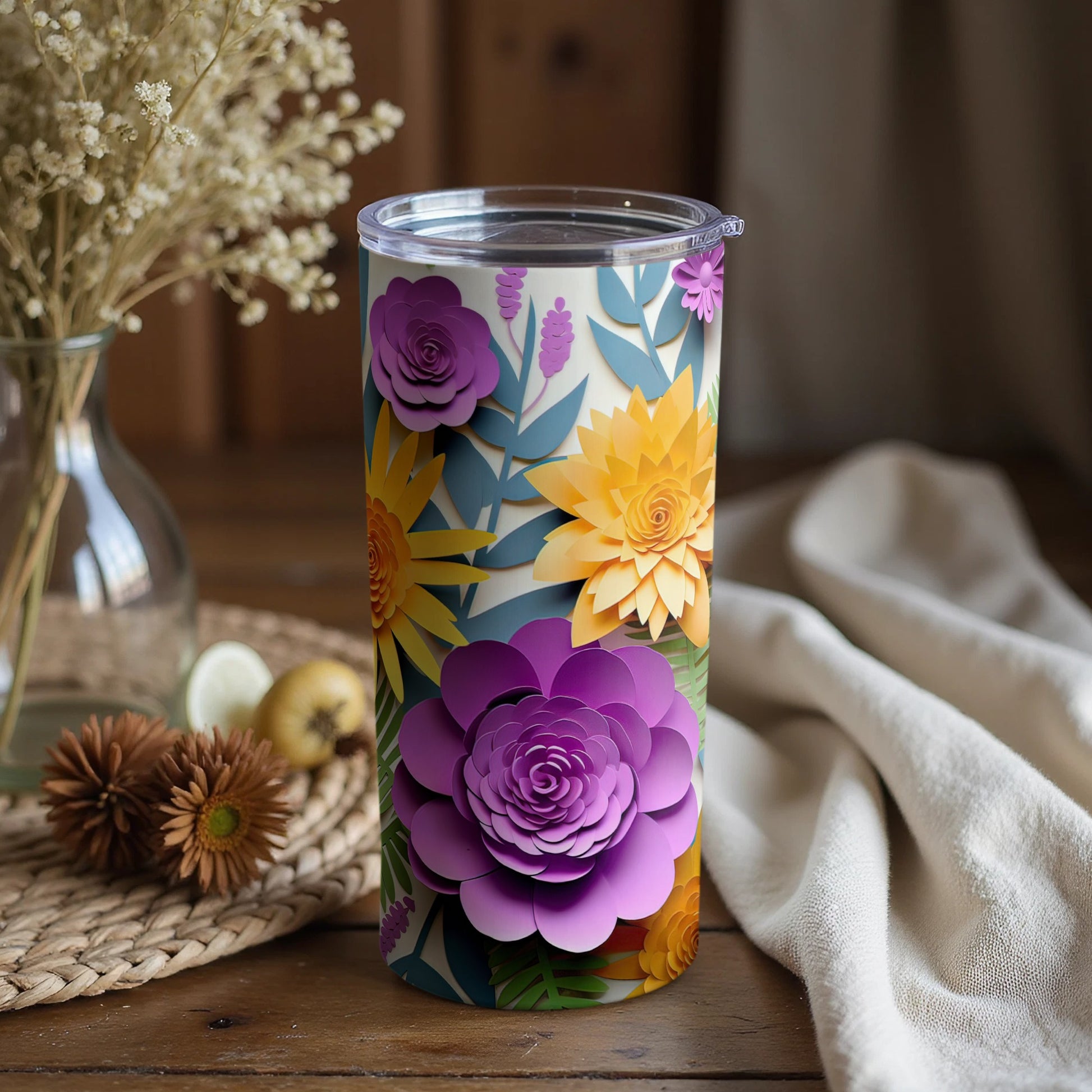 Vibrant Floral Design Insulated Tumbler Product