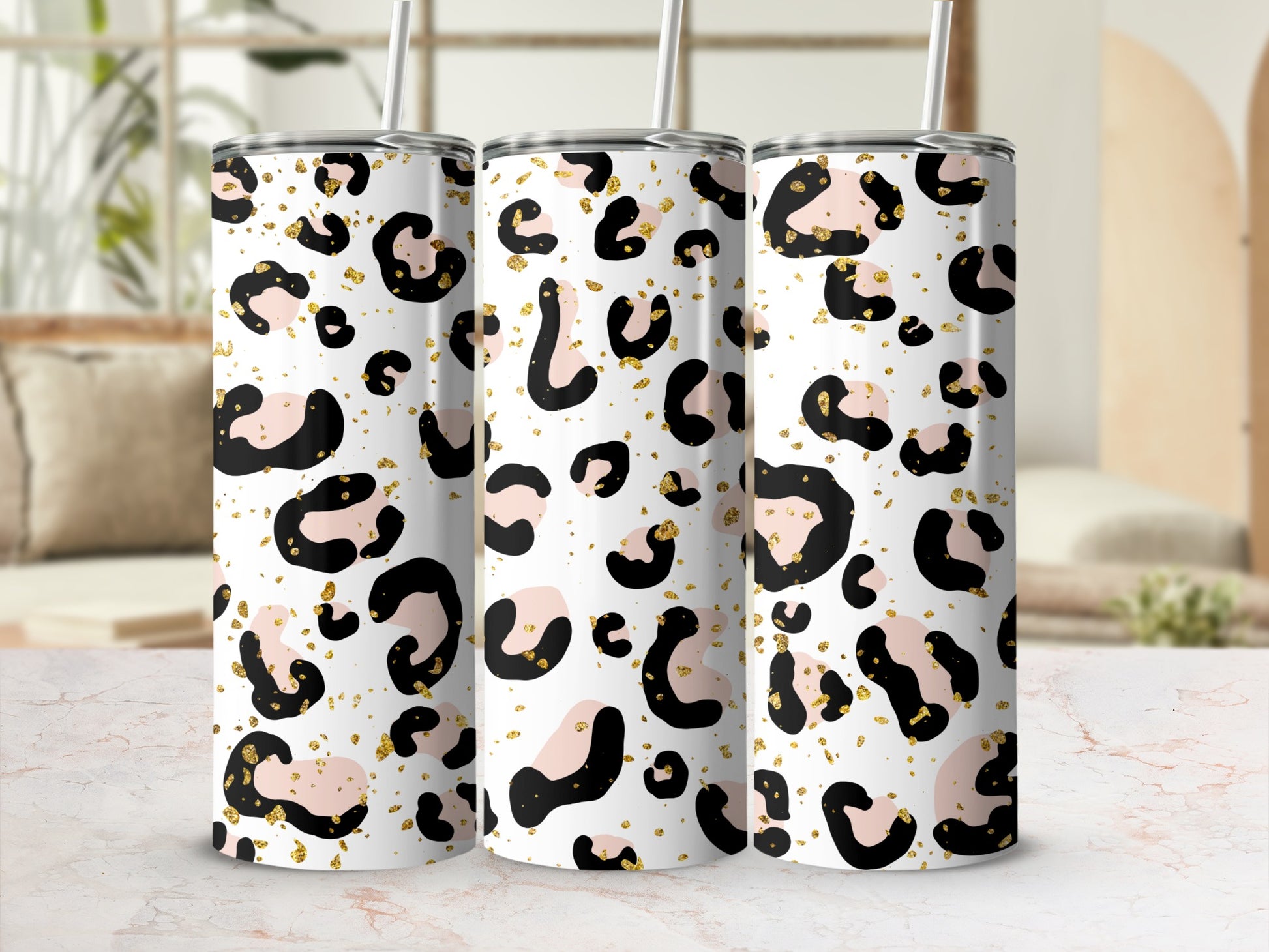 Stylish Leopard Print Design Insulated Tumbler Product